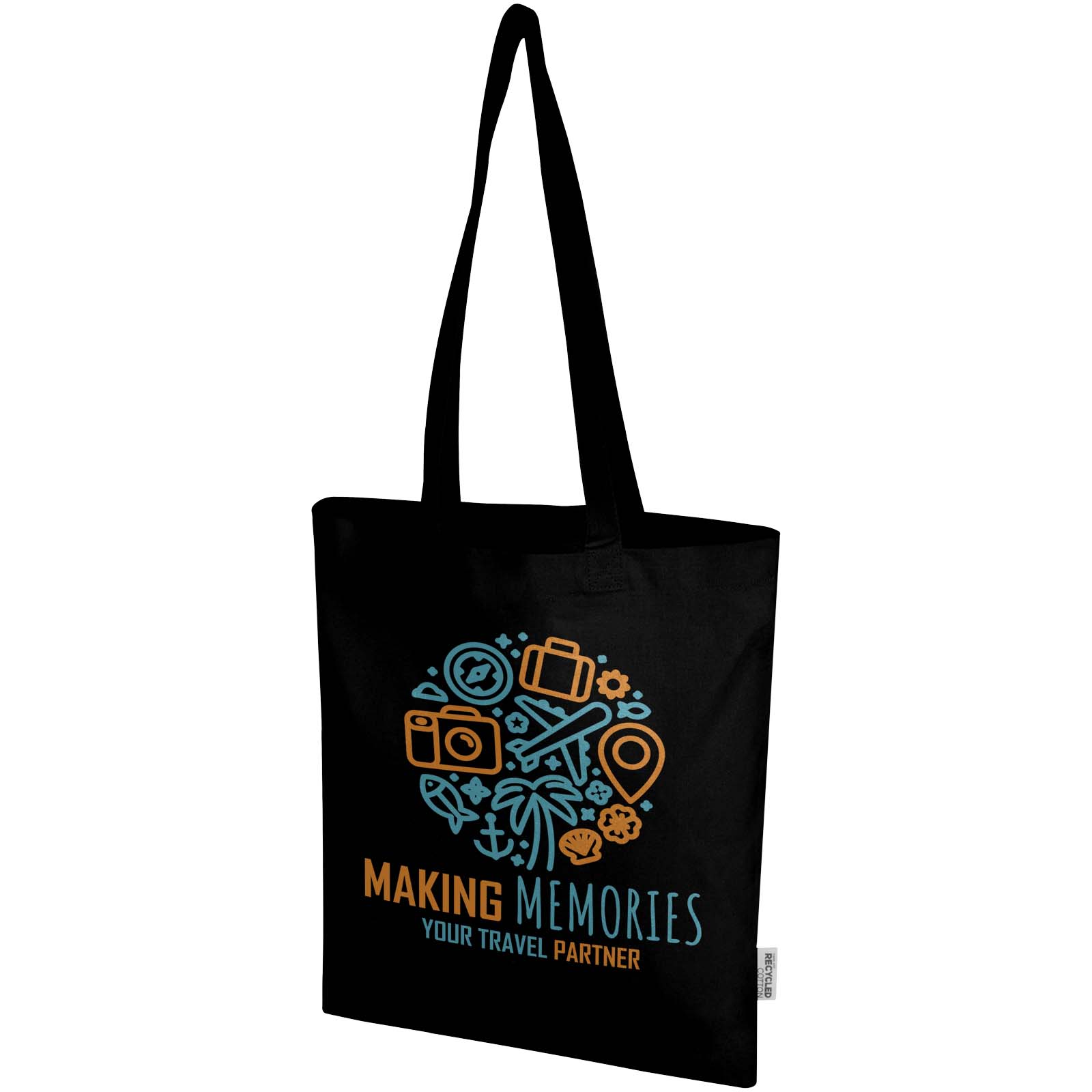 Bolsa Tote de 7 L de algodón reciclado de 140 g/m² con certificado GRS Madras Blend