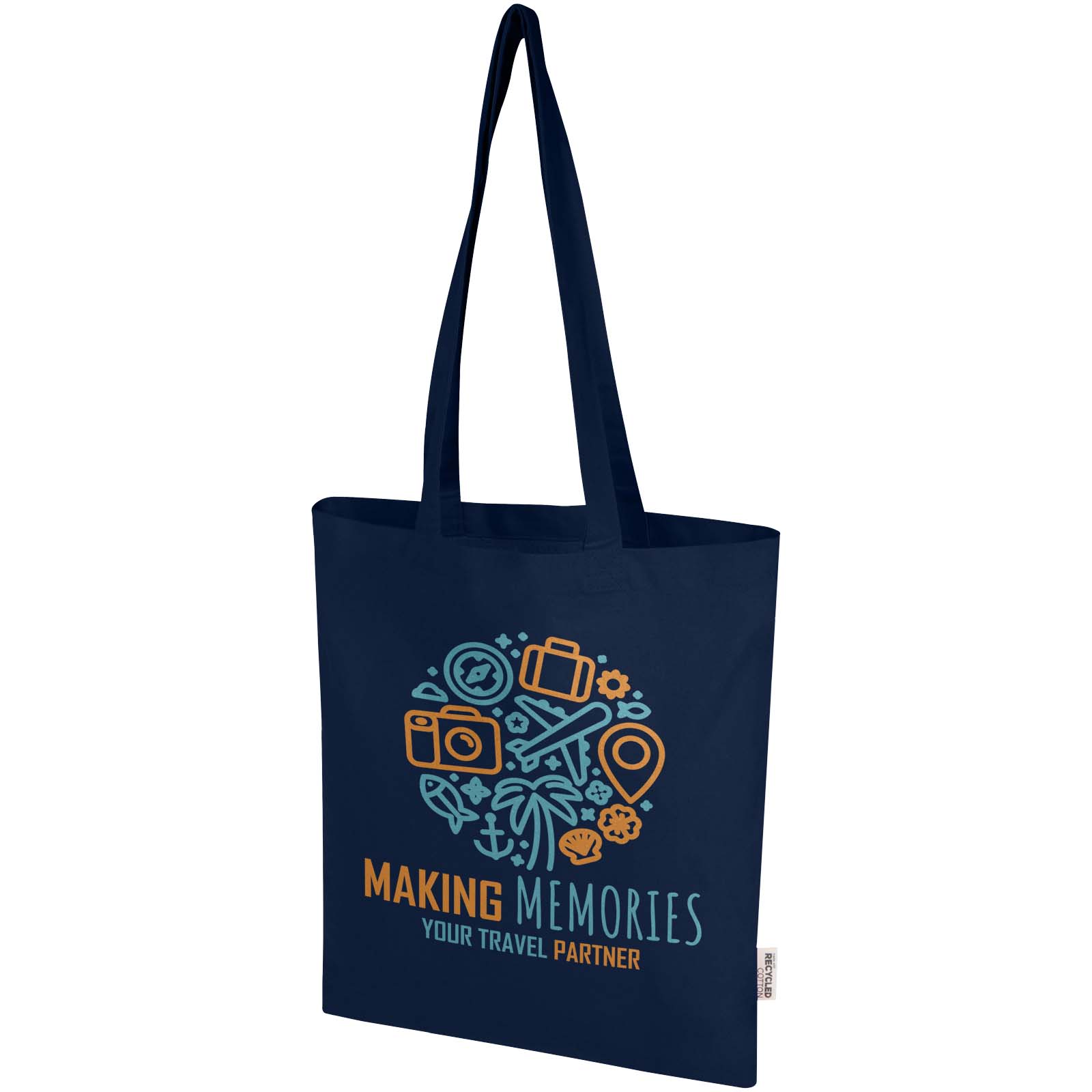 Bolsa Tote de 7 L de algodón reciclado de 140 g/m² con certificado GRS Madras Blend