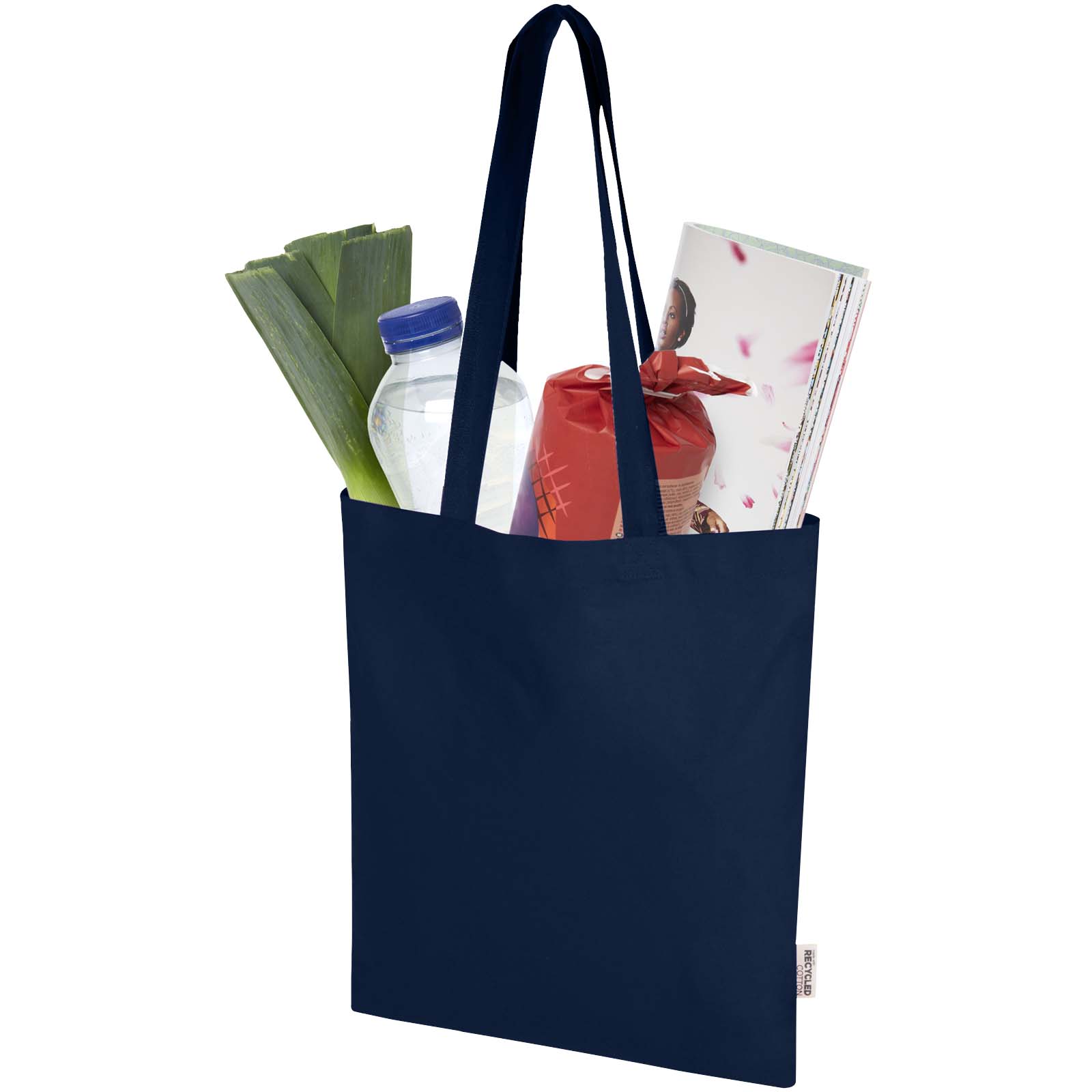 Bolsa Tote de 7 L de algodón reciclado de 140 g/m² con certificado GRS Madras Blend