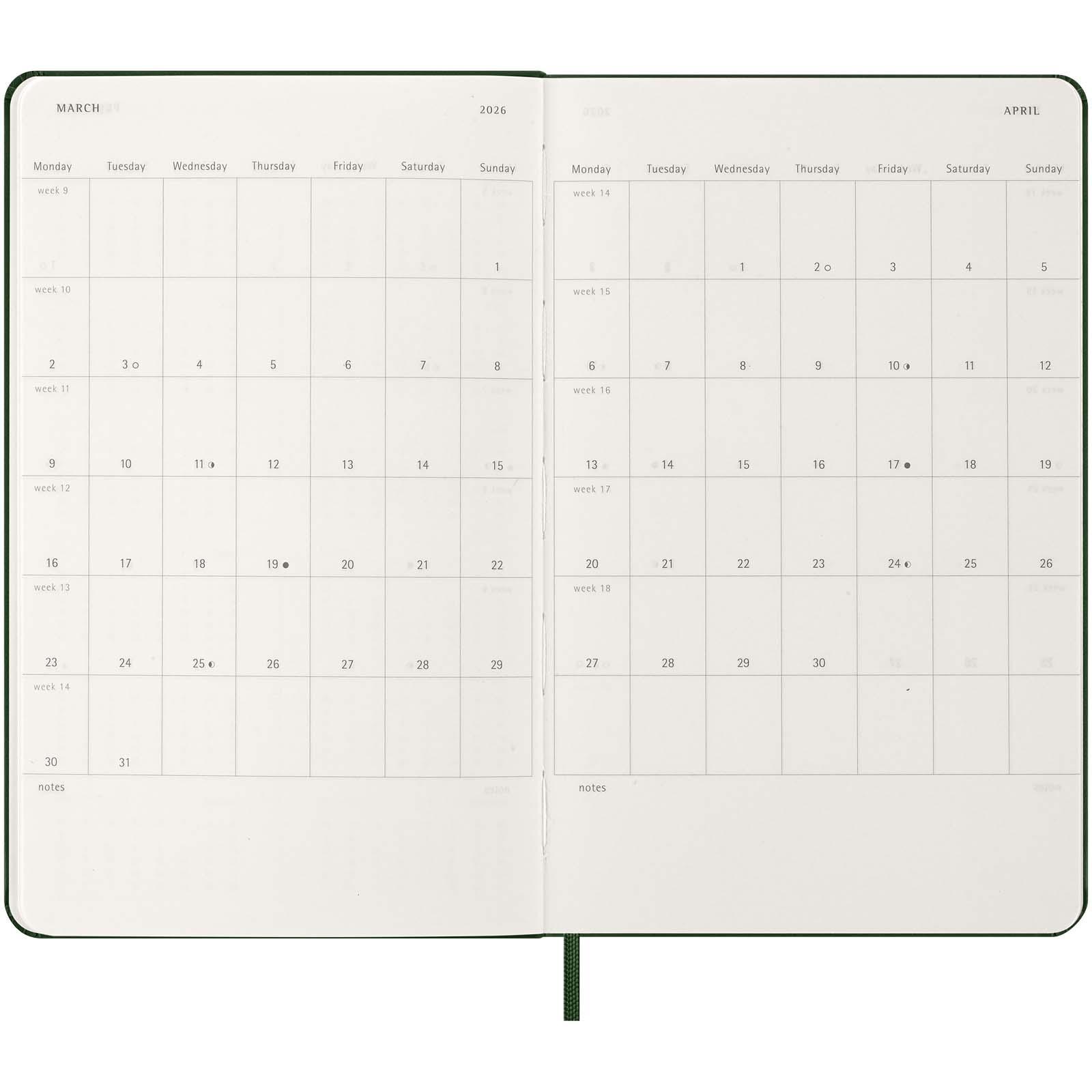 Planificador semanal L con tapa dura de 12 meses Moleskine