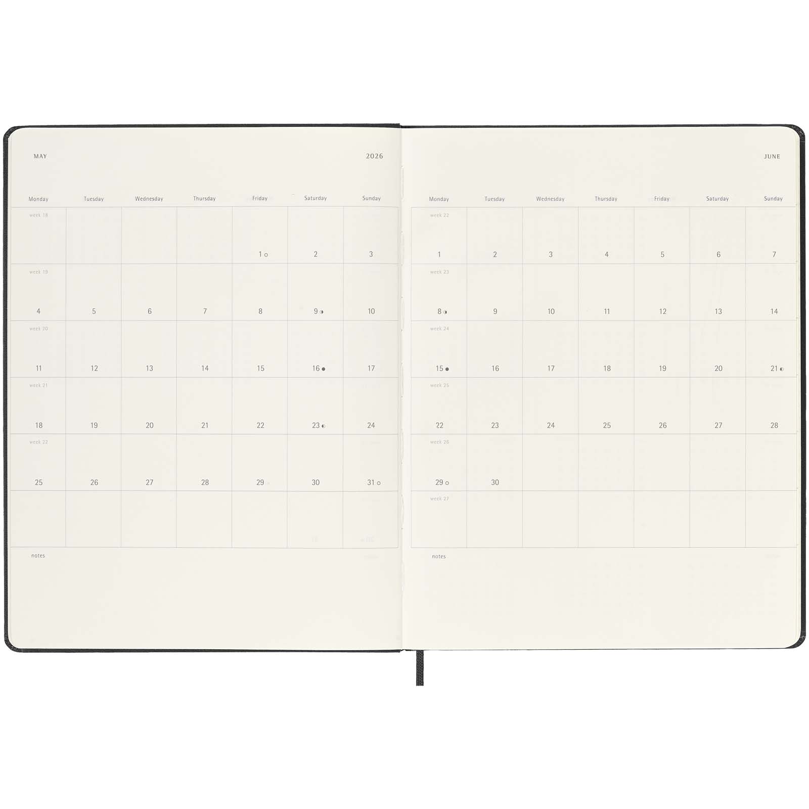 Agenda semanal XL de 12 meses con tapa dura Moleskine