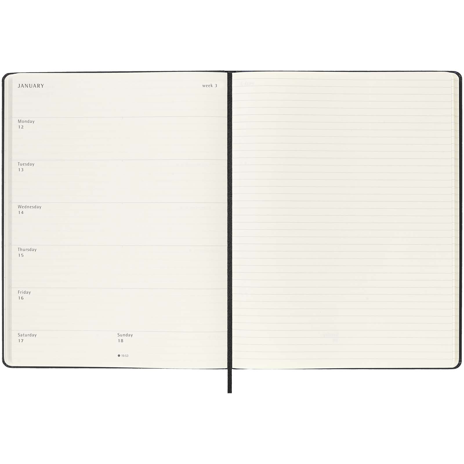 Agenda semanal XL de 12 meses con tapa dura Moleskine