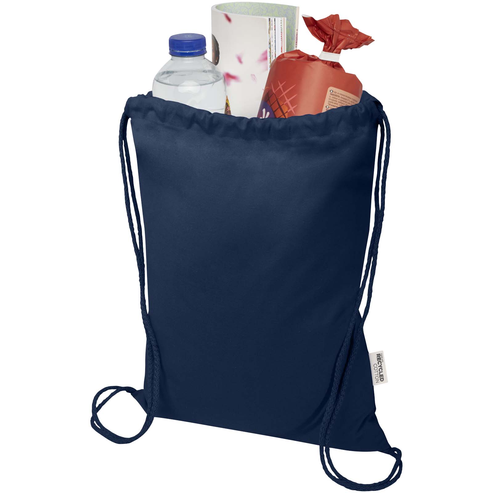 Bolsa de 5 L con cordón de algodón reciclado de 140 g/m² con certificado GRS Oregon Blend