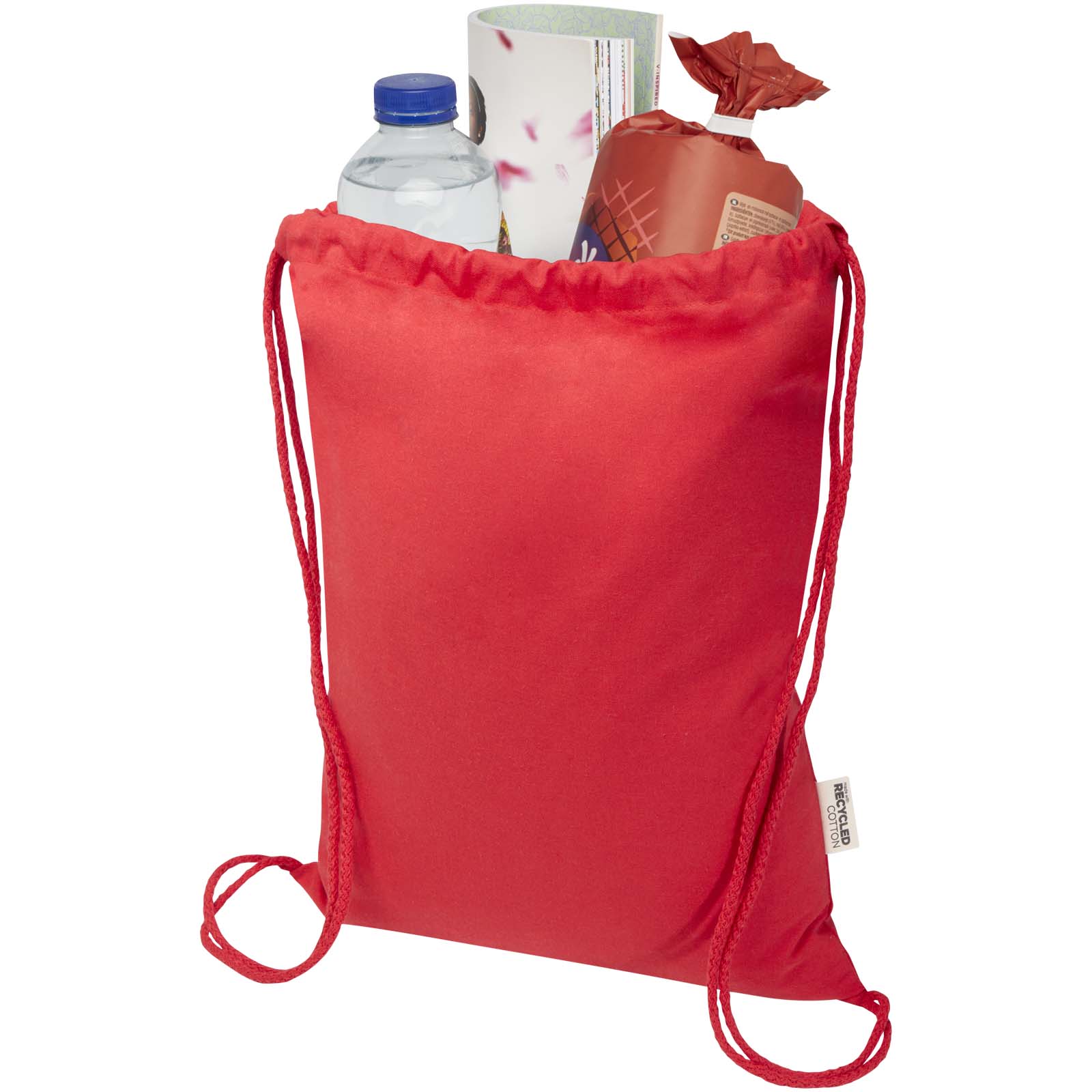 Bolsa de 5 L con cordón de algodón reciclado de 140 g/m² con certificado GRS Oregon Blend
