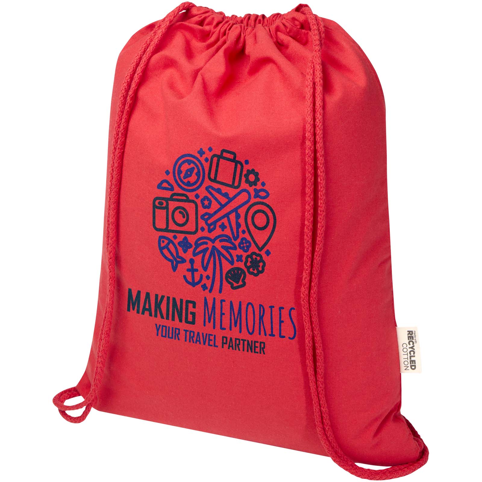 Bolsa de 5 L con cordón de algodón reciclado de 140 g/m² con certificado GRS Oregon Blend