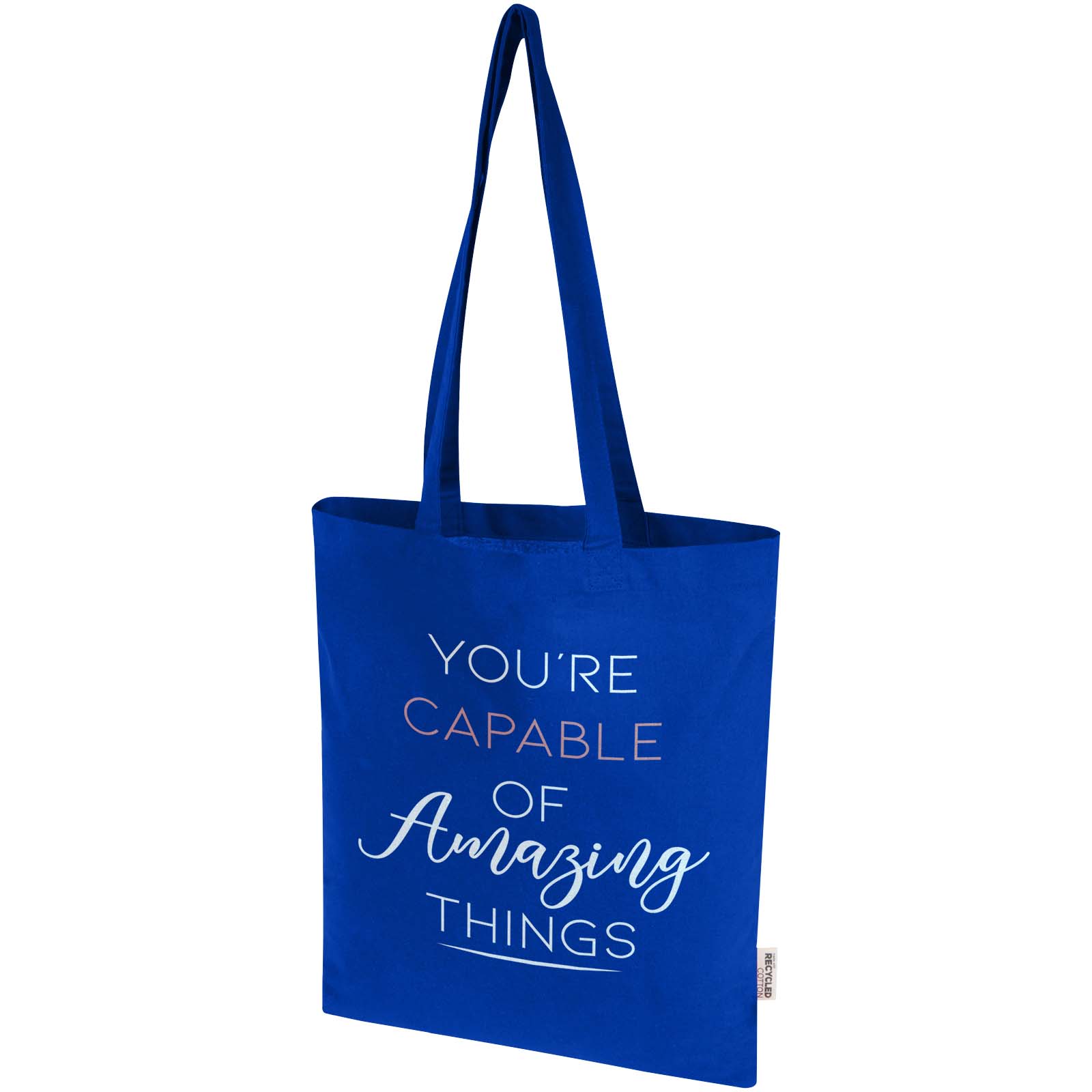 Bolsa Tote de 7 L de algodón reciclado de 140 g/m² con certificado GRS Madras Blend