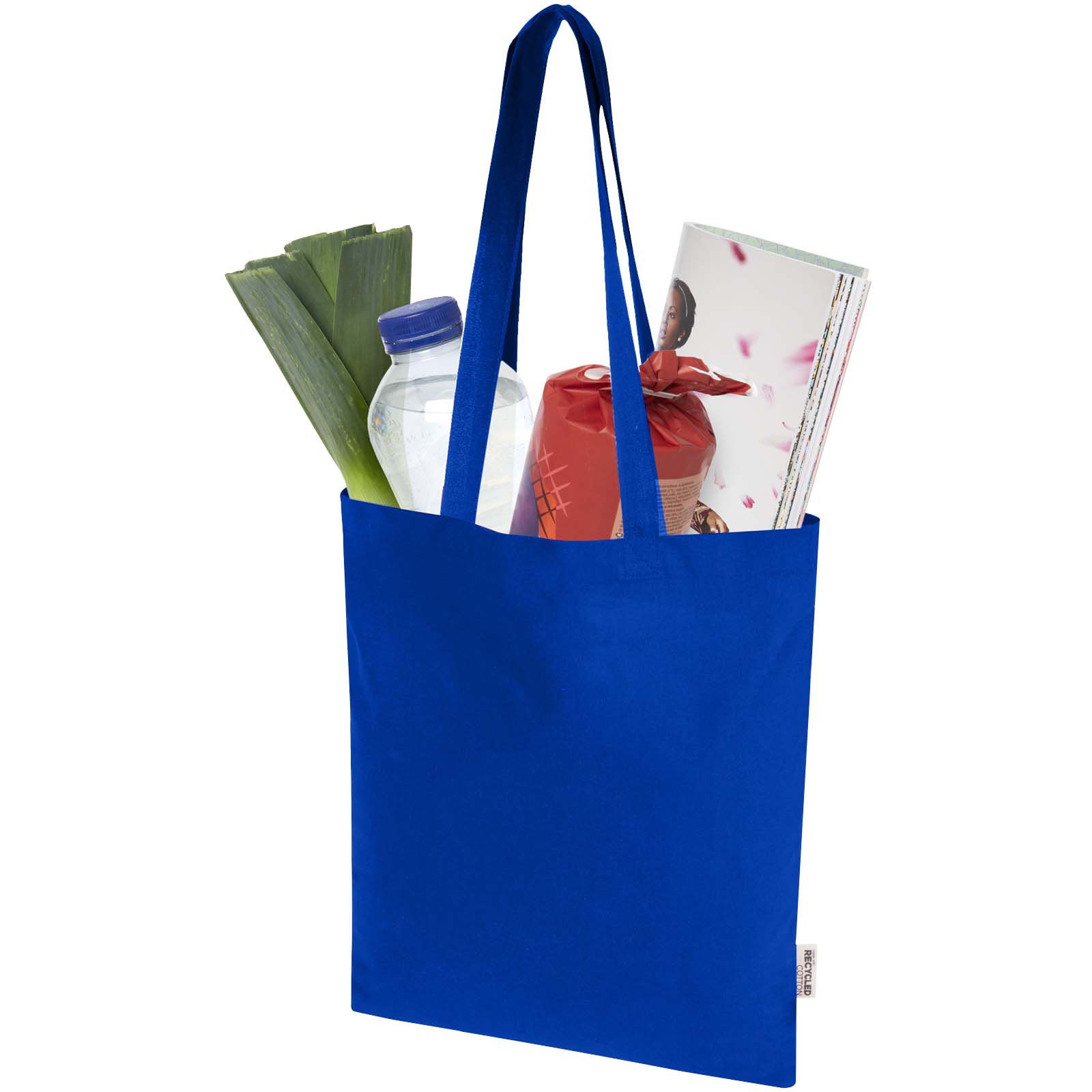Bolsa Tote de 7 L de algodón reciclado de 140 g/m² con certificado GRS Madras Blend