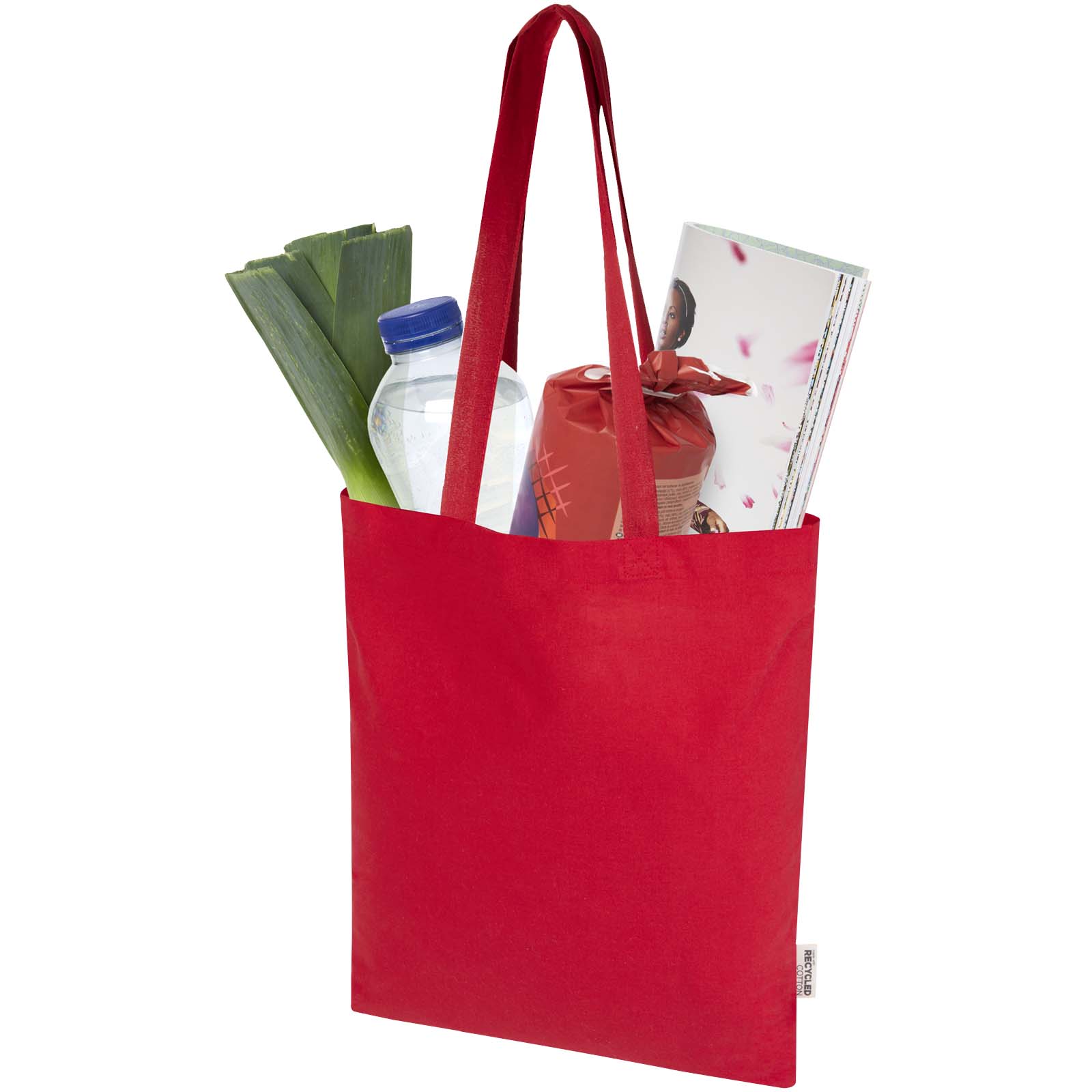 Bolsa Tote de 7 L de algodón reciclado de 140 g/m² con certificado GRS Madras Blend