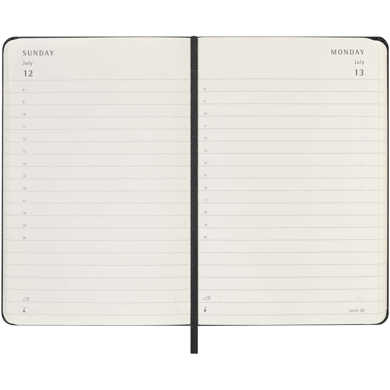 Agenda diaria de bolsillo de 12 meses con tapa dura Moleskine