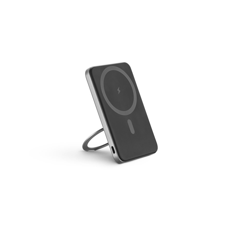 WARSHEL 5. Batería externa magnética de 5000 mAh con cargador inalámbrico ultrarrápido de 15 W en ABS reciclado (100 % rABS) y soporte