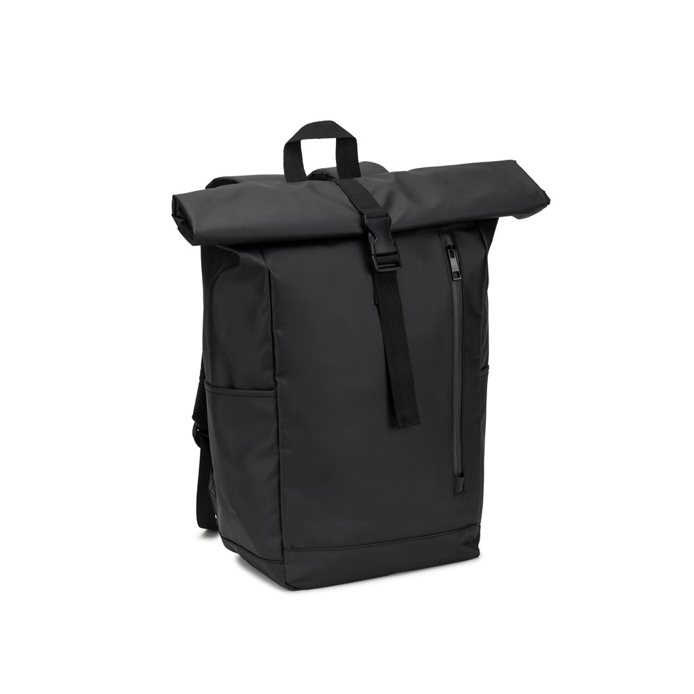 OSASCO BPACK. Mochila "roll top" con diseño de sistema de cierre que permite enrollar la parte superior para ajustarse al volumen de la mochila en poliéster reciclado 600D