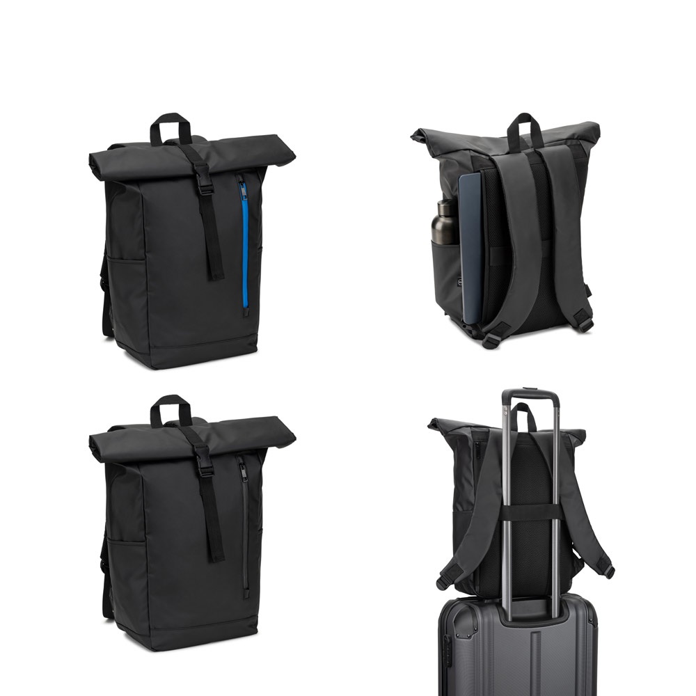 OSASCO BPACK. Mochila "roll top" con diseño de sistema de cierre que permite enrollar la parte superior para ajustarse al volumen de la mochila en poliéster reciclado 600D