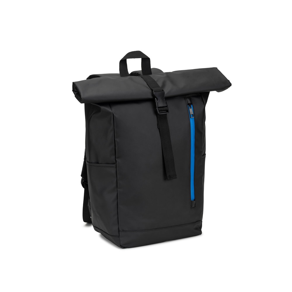 OSASCO BPACK. Mochila "roll top" con diseño de sistema de cierre que permite enrollar la parte superior para ajustarse al volumen de la mochila en poliéster reciclado 600D