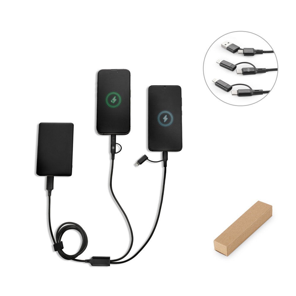 BERTOZZI. Cable USB súper rápido 6 en 1 de aluminio y PET reciclado