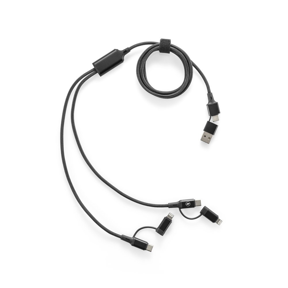 BERTOZZI. Cable USB súper rápido 6 en 1 de aluminio y PET reciclado