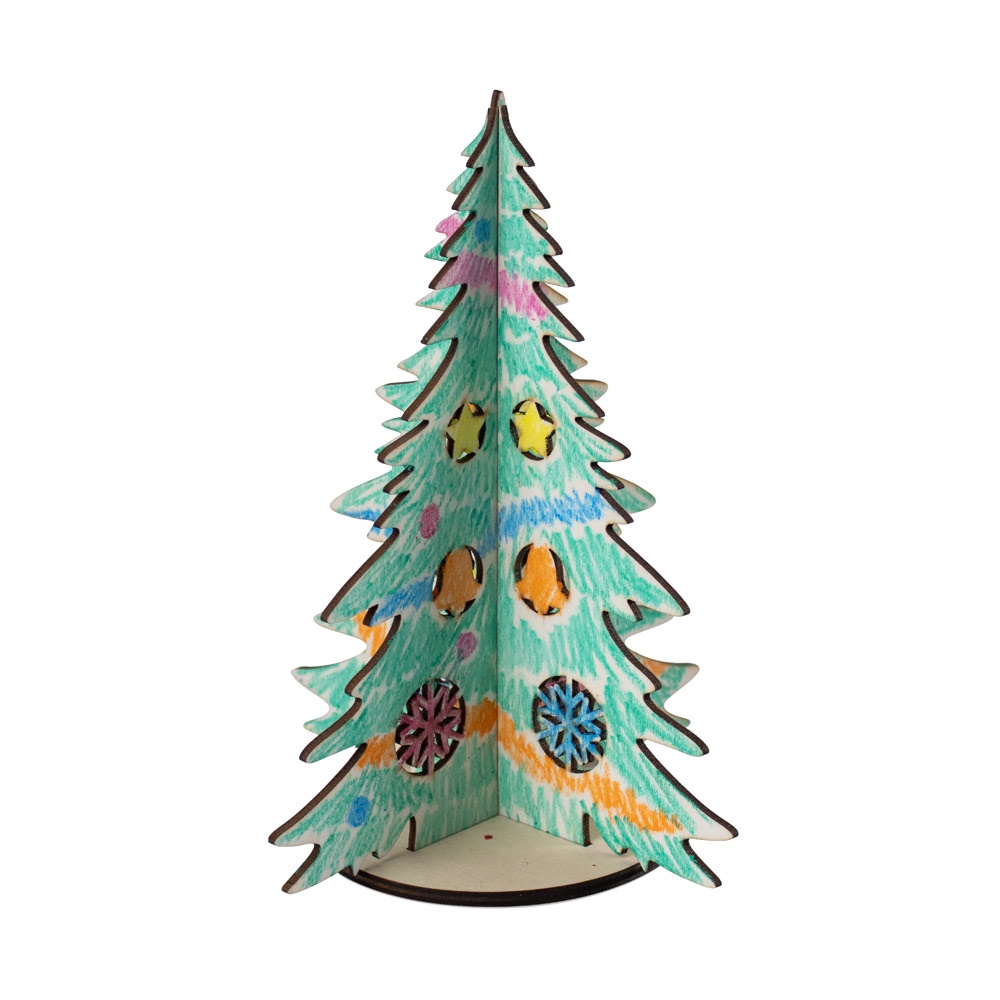 PINERY. Árbol de Navidad de madera plegable para colorear