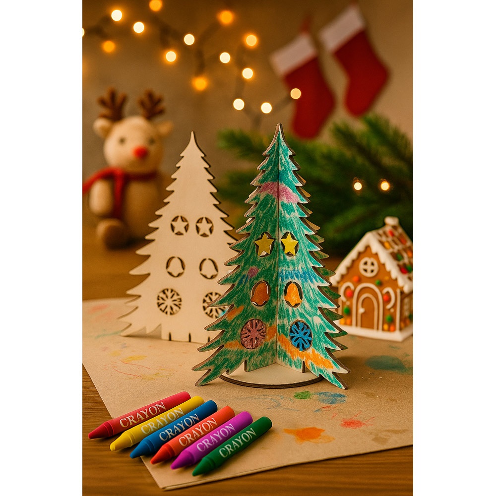 PINERY. Árbol de Navidad de madera plegable para colorear