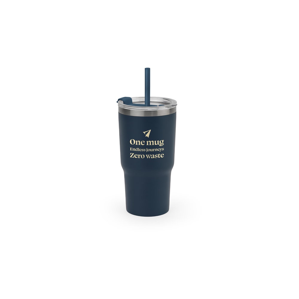 JOYNER M. Vaso de viaje compacto de acero inoxidable (91 % reciclado) con aislamiento al vacío de doble pared y acabado mate de 600 ml