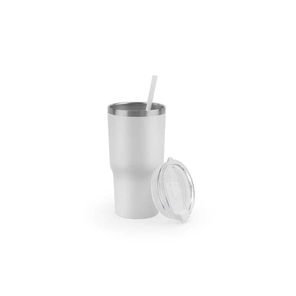 JOYNER M. Vaso de viaje compacto de acero inoxidable (91 % reciclado) con aislamiento al vacío de doble pared y acabado mate de 600 ml