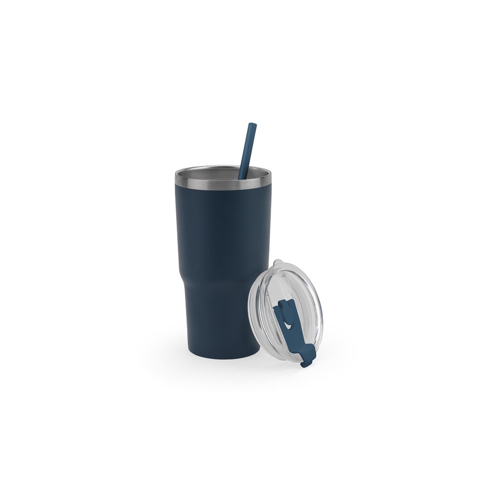 JOYNER M. Vaso de viaje compacto de acero inoxidable (91 % reciclado) con aislamiento al vacío de doble pared y acabado mate de 600 ml