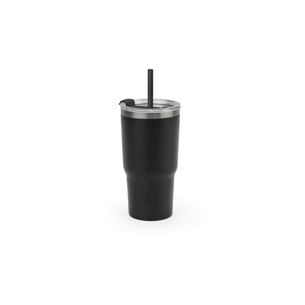 JOYNER M. Vaso de viaje compacto de acero inoxidable (91 % reciclado) con aislamiento al vacío de doble pared y acabado mate de 600 ml