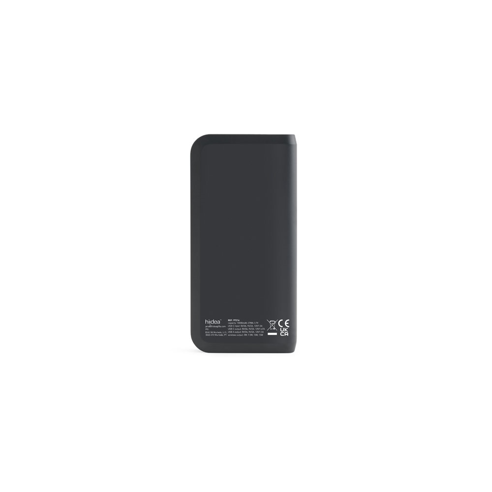 BECKER 10. Batería externa de 10 000 mAh en ABS reciclado (100 % rABS) con cargador inalámbrico ultrarrápido de 15 W