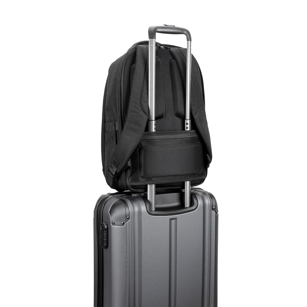 YANGON BPACK. Mochila antirrobo, en sarga con revestimiento hidrófugo y poliéster reciclado 600D, para portátil de 17.3"