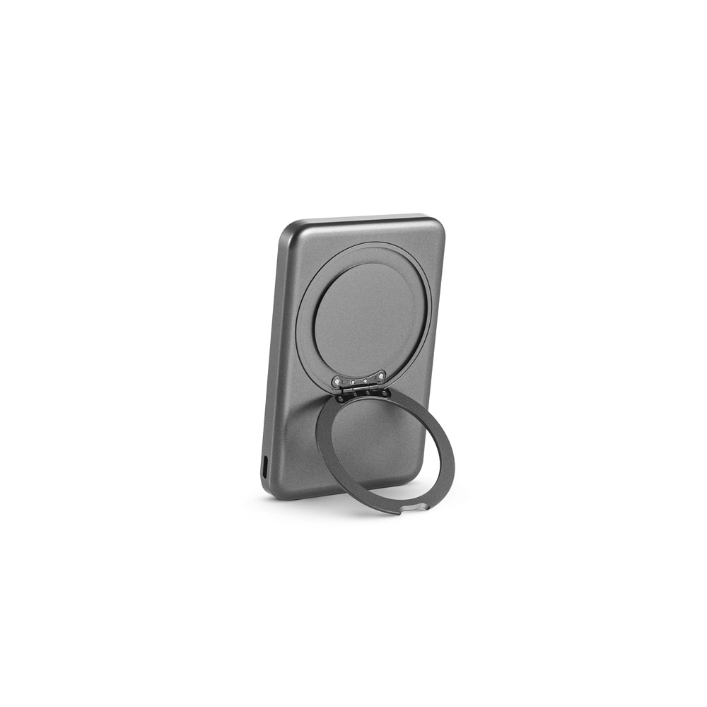 WARSHEL 5. Batería externa magnética de 5000 mAh con cargador inalámbrico ultrarrápido de 15 W en ABS reciclado (100 % rABS) y soporte