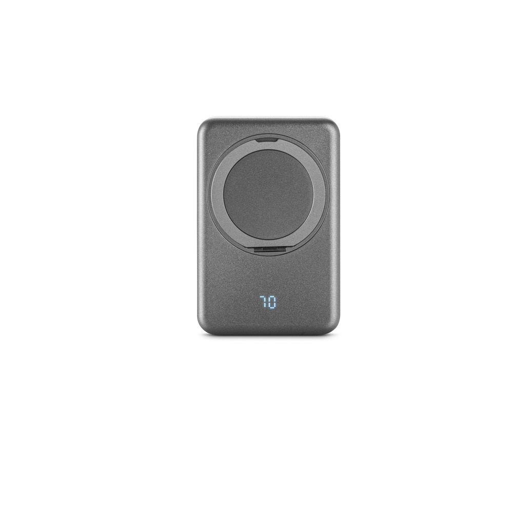 WARSHEL 5. Batería externa magnética de 5000 mAh con cargador inalámbrico ultrarrápido de 15 W en ABS reciclado (100 % rABS) y soporte
