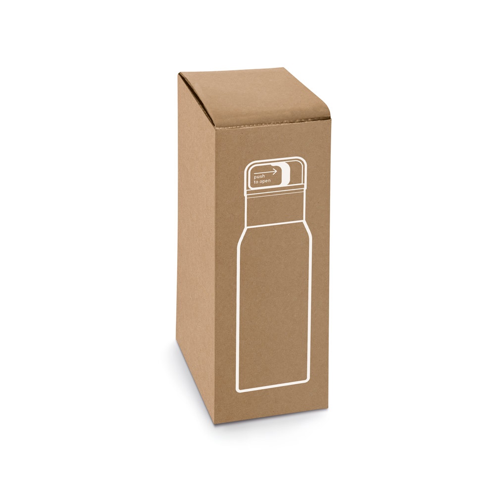 NICKLAUS. Botella de acero inoxidable (91 % reciclado) con aislamiento al vacío de doble pared de 590 ml