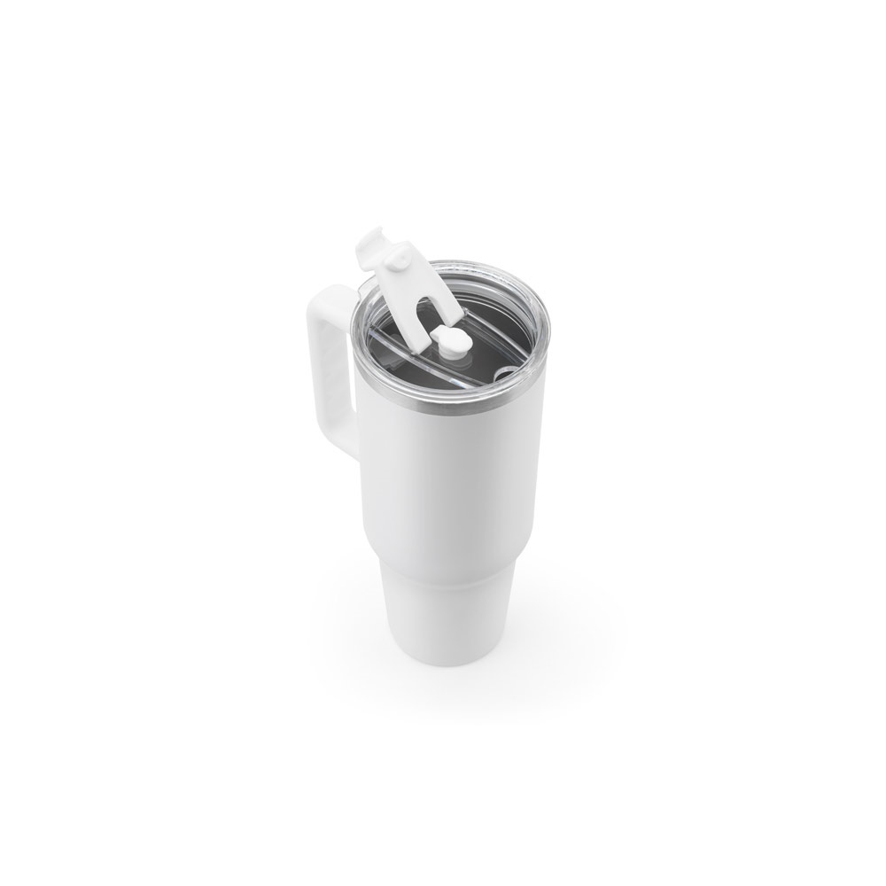 JOYNER XL. Vaso de viaje grande de acero inoxidable (91 % reciclado) con aislamiento al vacío de doble pared y acabado mate de 1300 ml