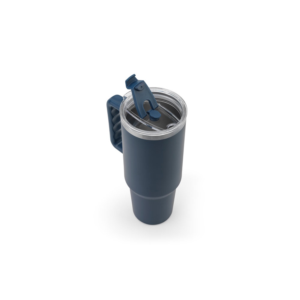 JOYNER XL. Vaso de viaje grande de acero inoxidable (91 % reciclado) con aislamiento al vacío de doble pared y acabado mate de 1300 ml