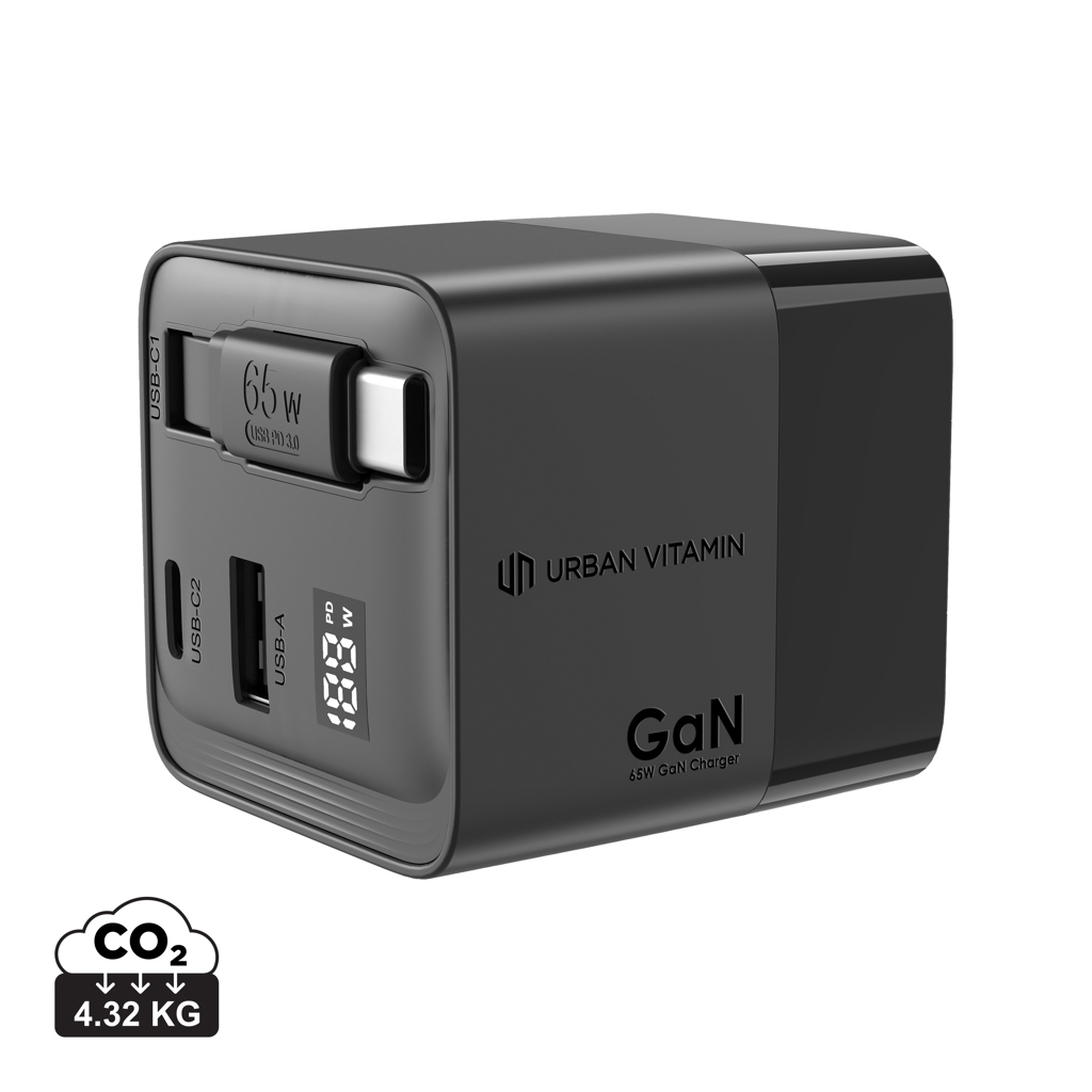 Cargador GaN Mendocino con cable retráctil Urban Vitamin 65W