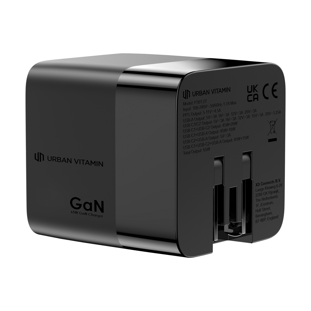 Cargador GaN Mendocino con cable retráctil Urban Vitamin 65W