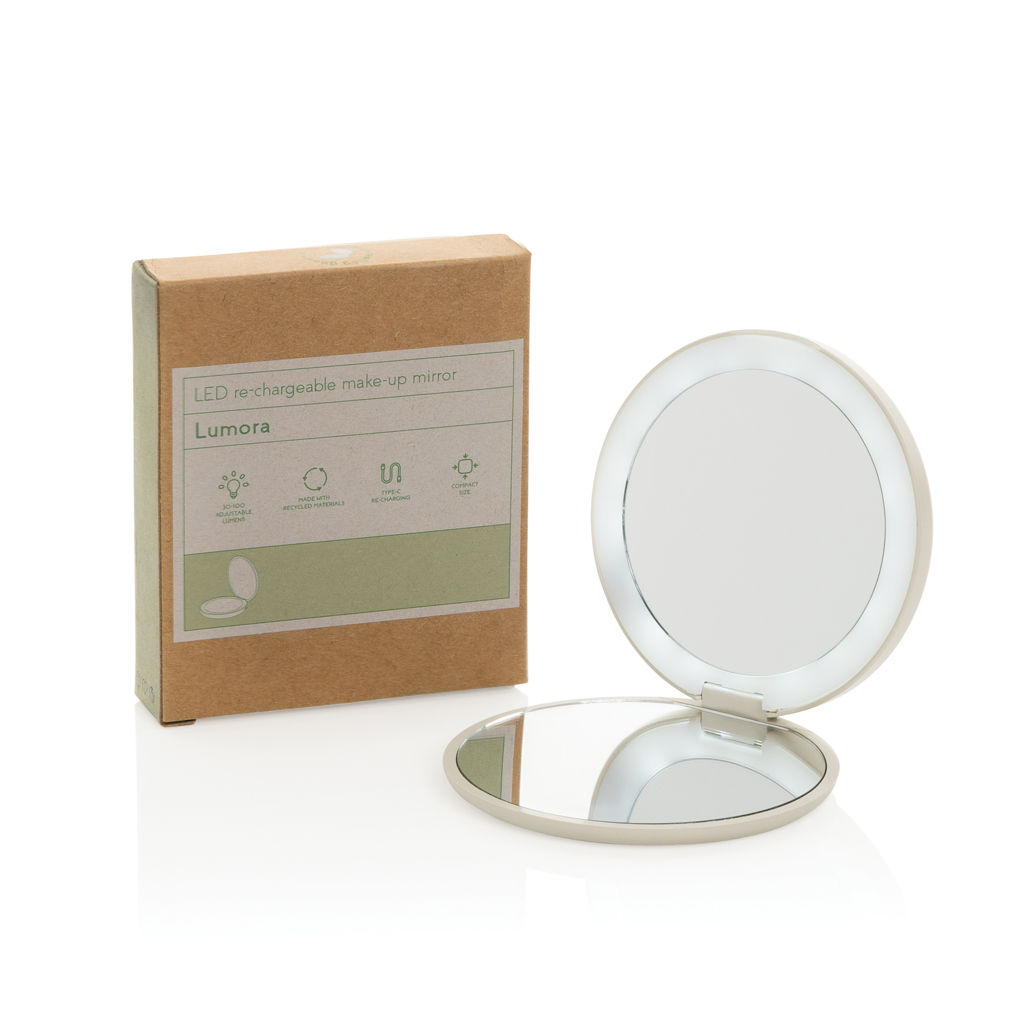 Espejo recargable con LED de plástico reciclado Lumora RCS