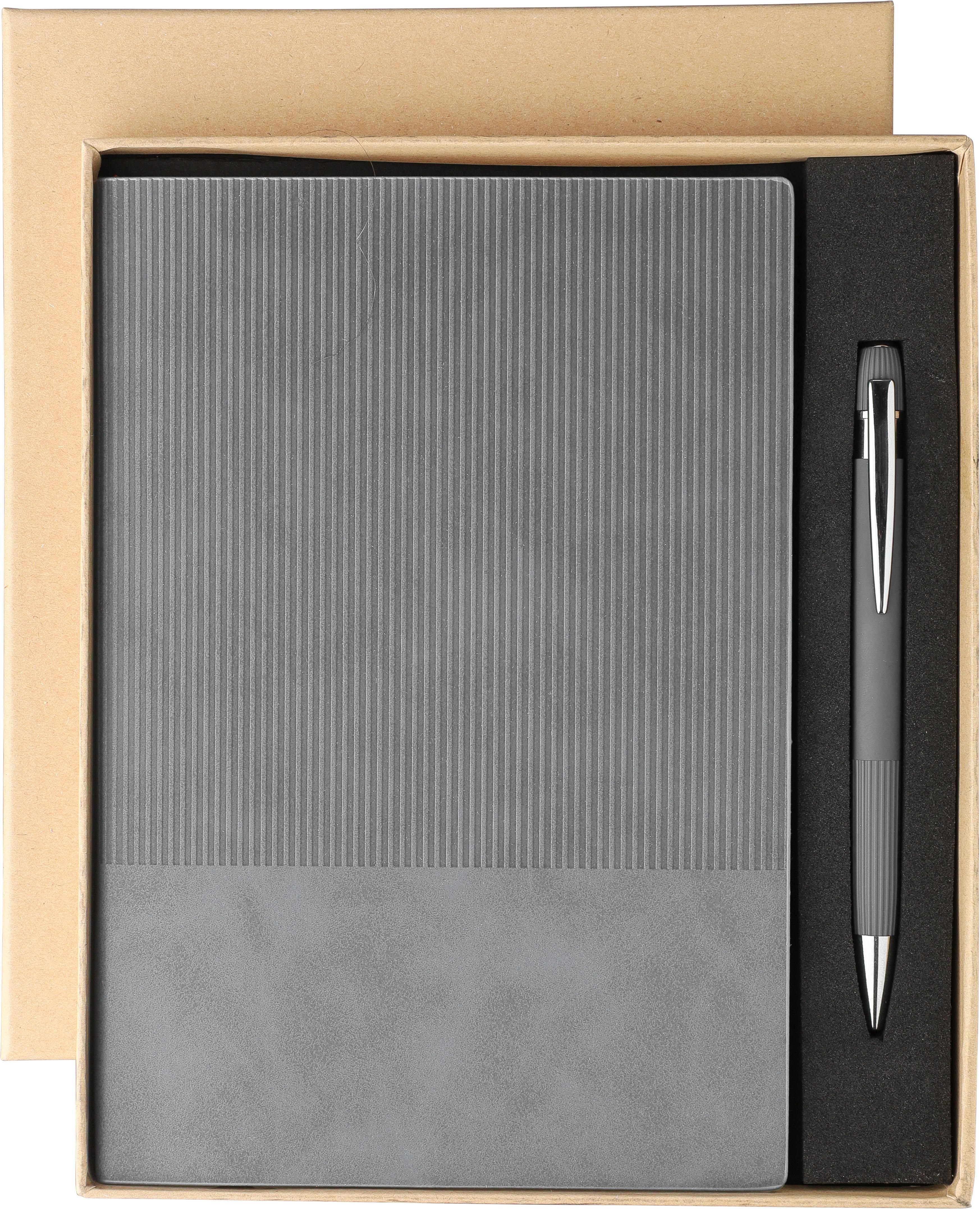 Set de cuaderno de PU reciclado (A5) y bolígrafo Tarek