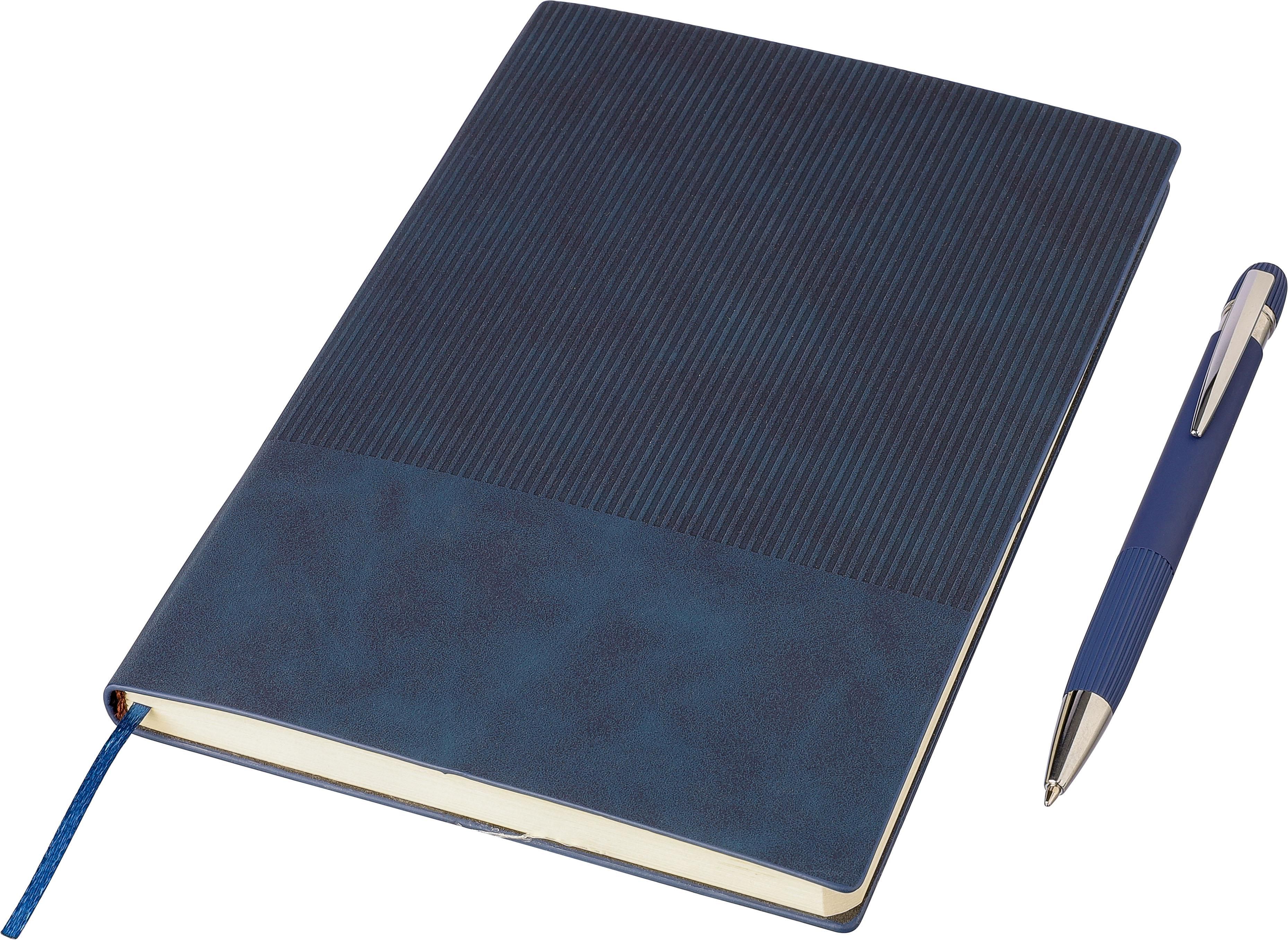 Set de cuaderno de PU reciclado (A5) y bolígrafo Tarek