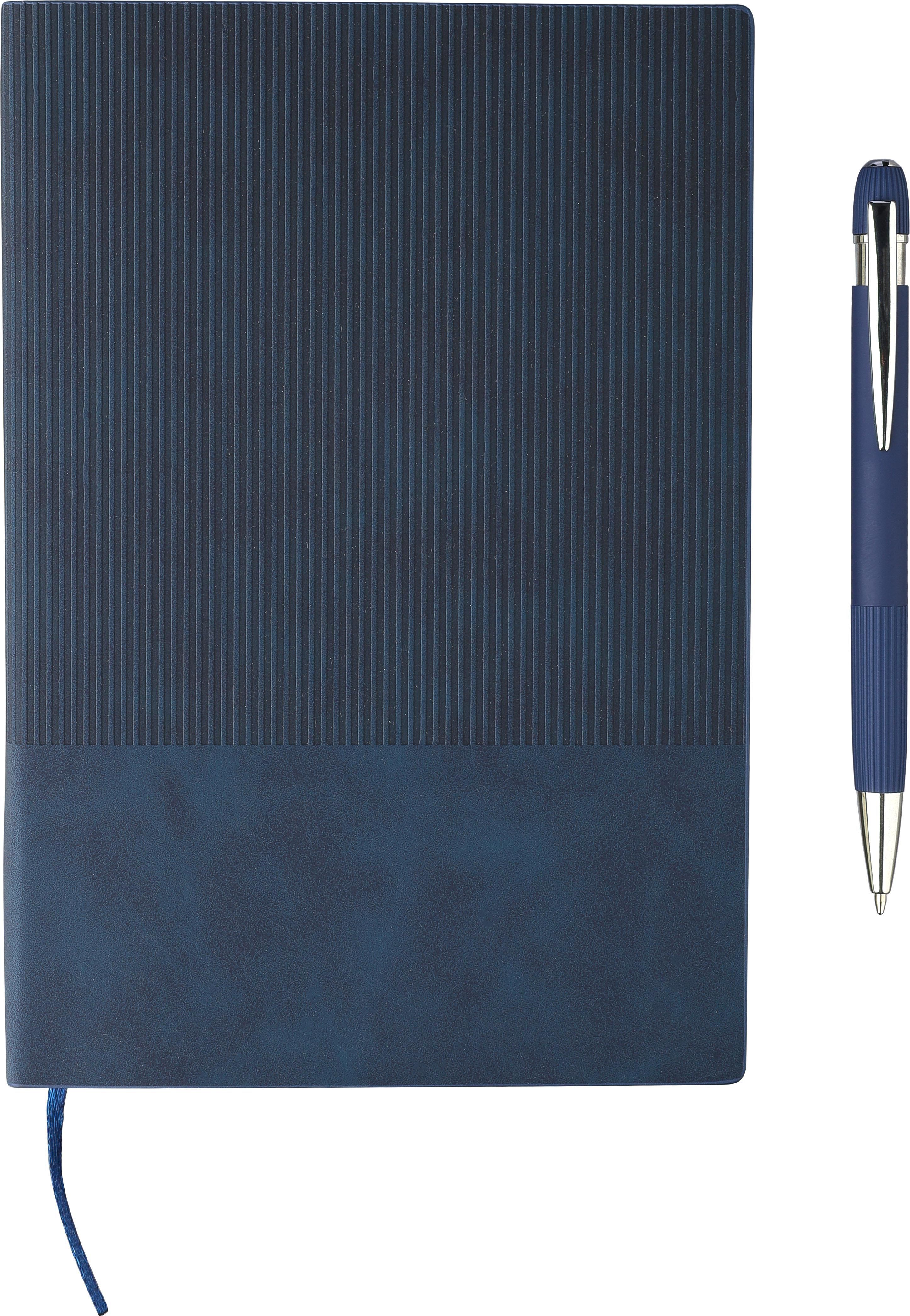Set de cuaderno de PU reciclado (A5) y bolígrafo Tarek