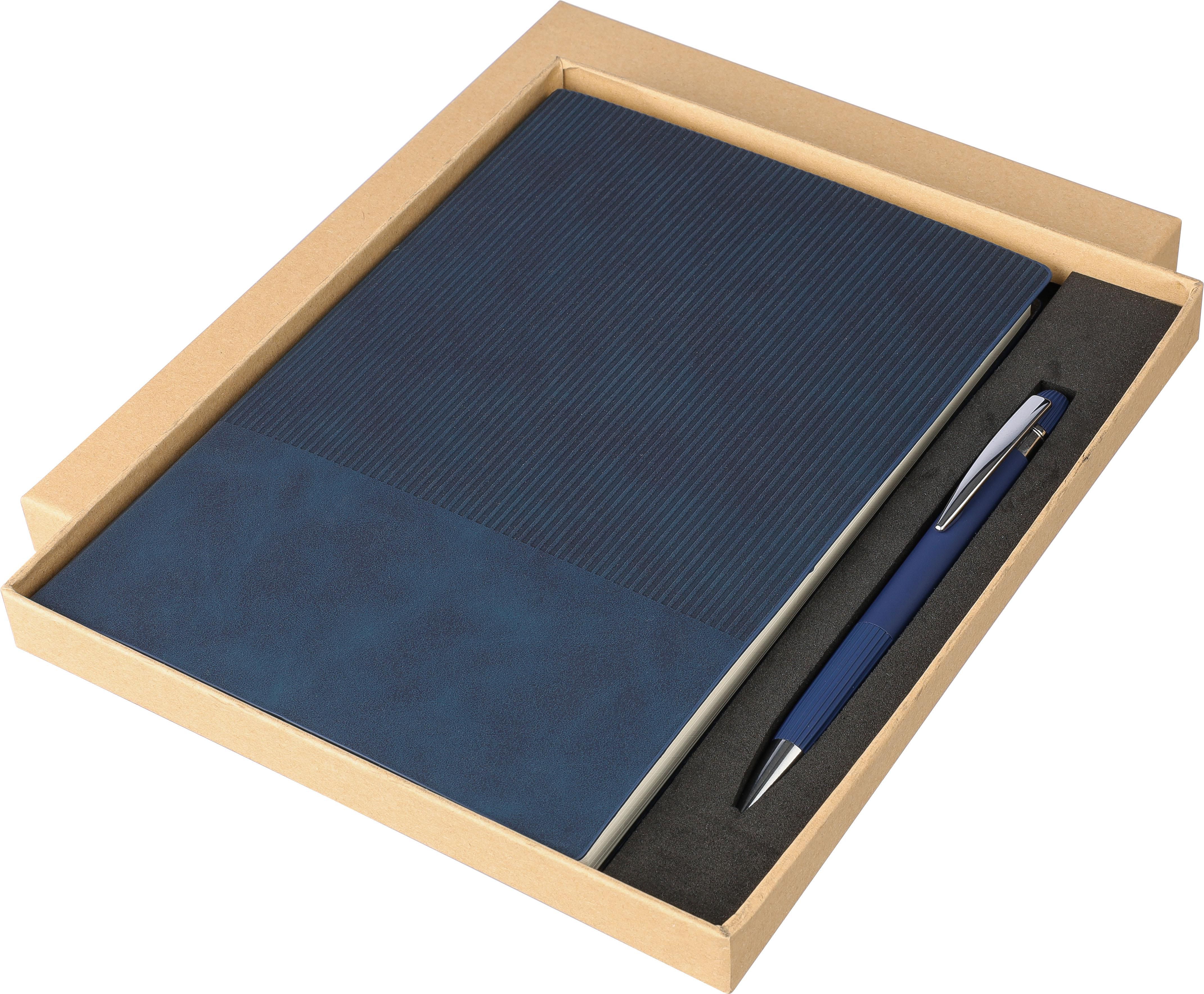 Set de cuaderno de PU reciclado (A5) y bolígrafo Tarek