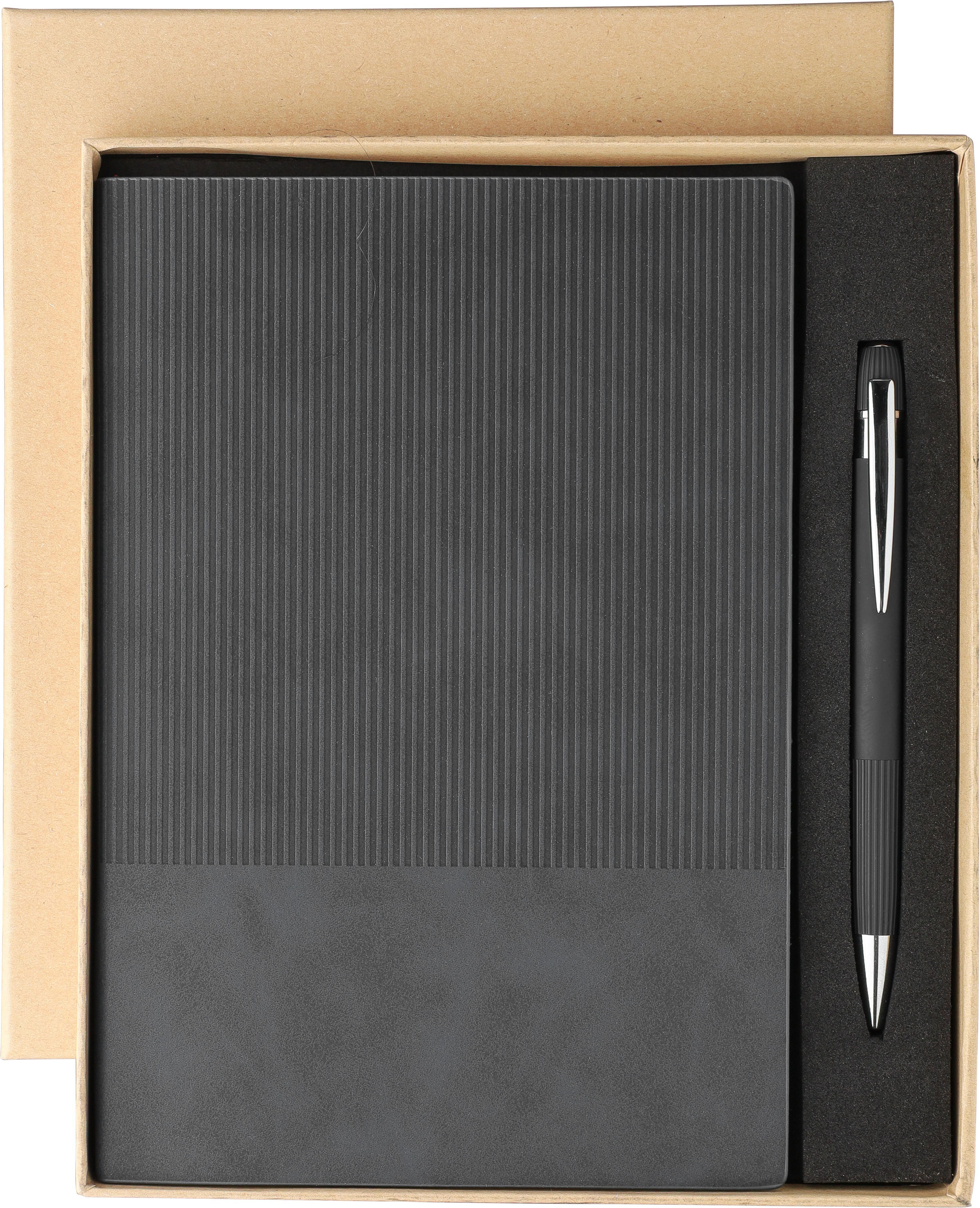 Set de cuaderno de PU reciclado (A5) y bolígrafo Tarek