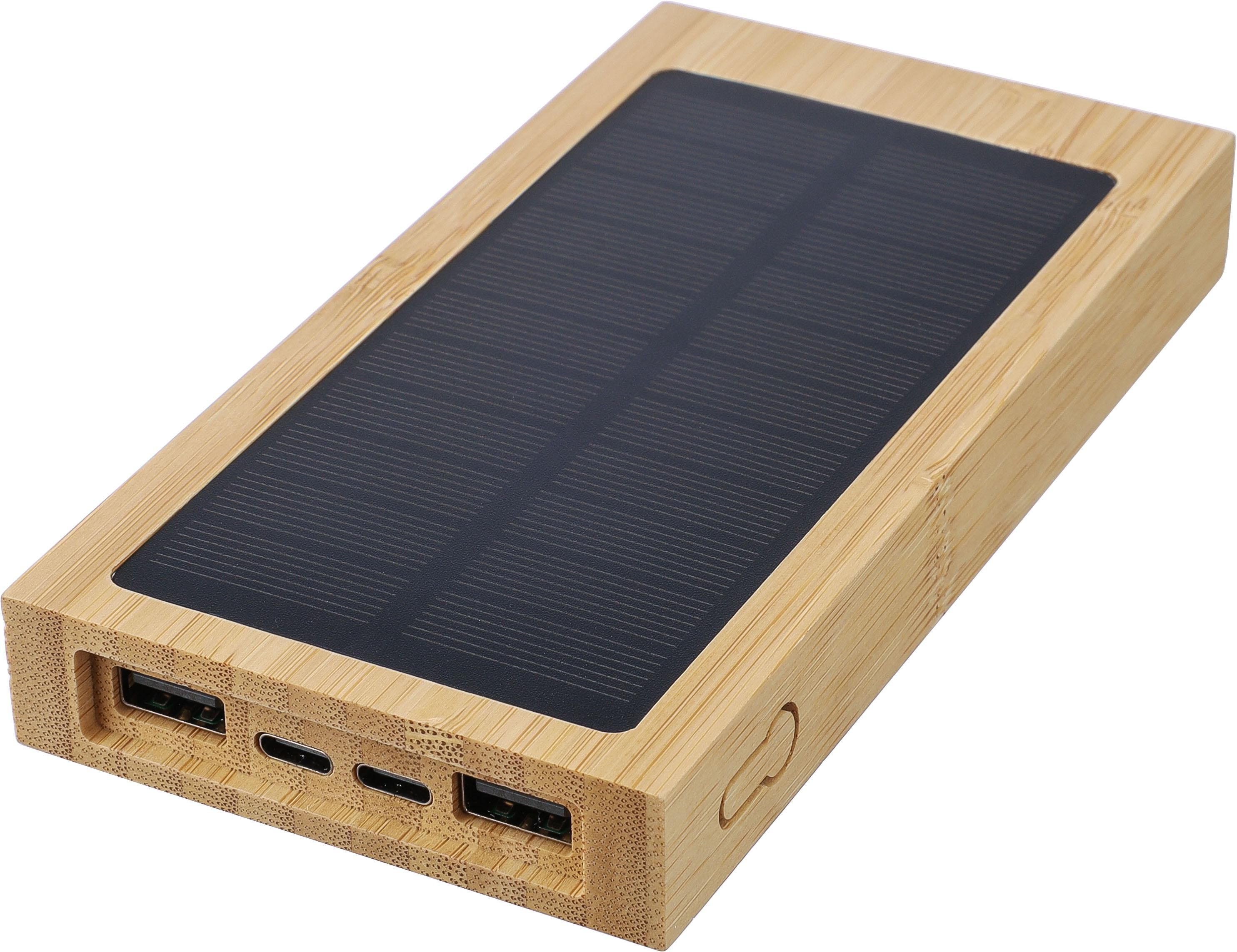 Power Bank solar de bambú Elz