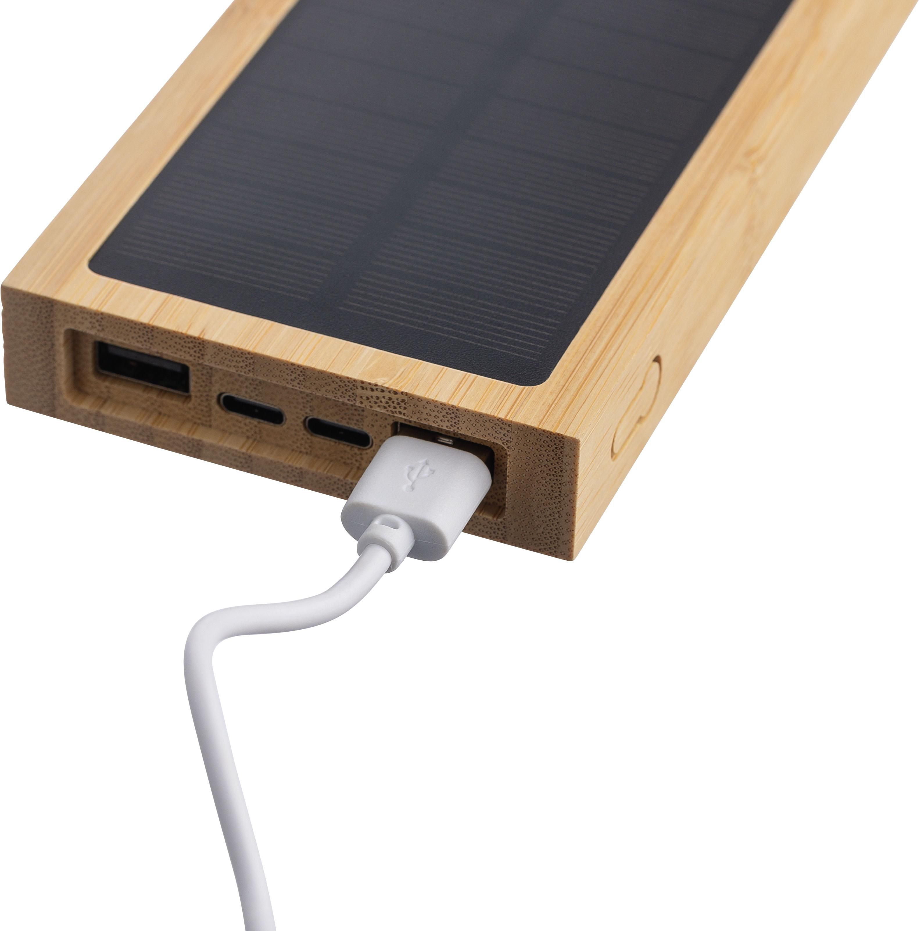 Power Bank solar de bambú Elz