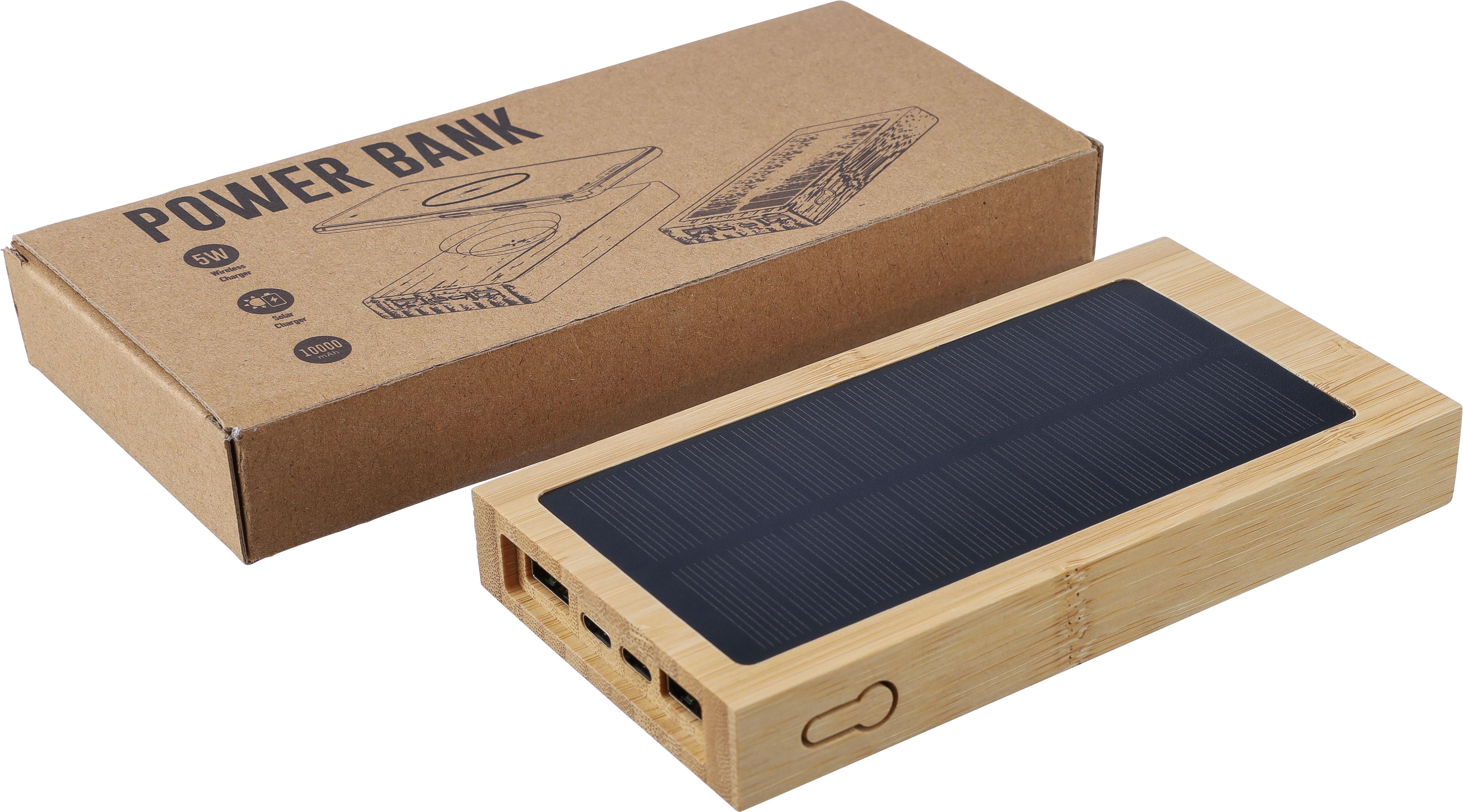 Power Bank solar de bambú Elz