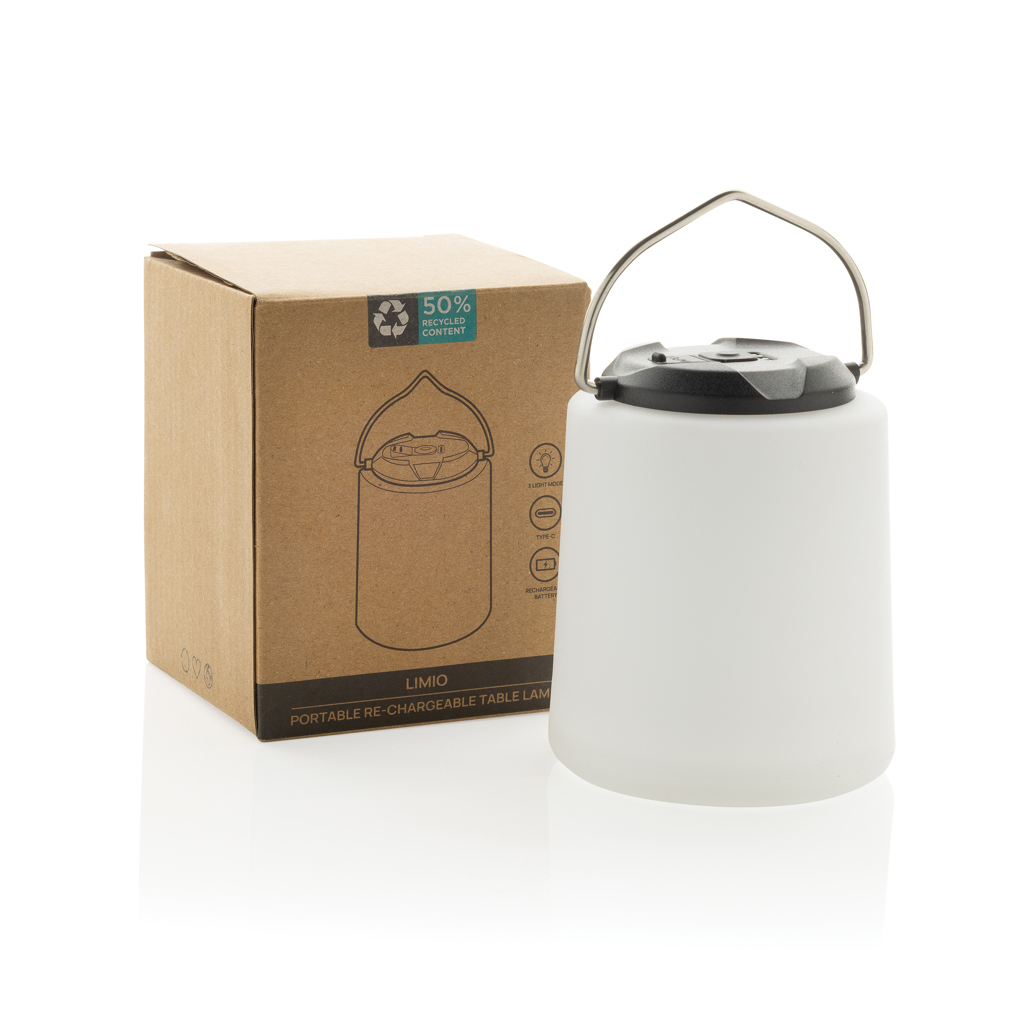 Lámpara Limio portátil recargable plástico reciclado RCS