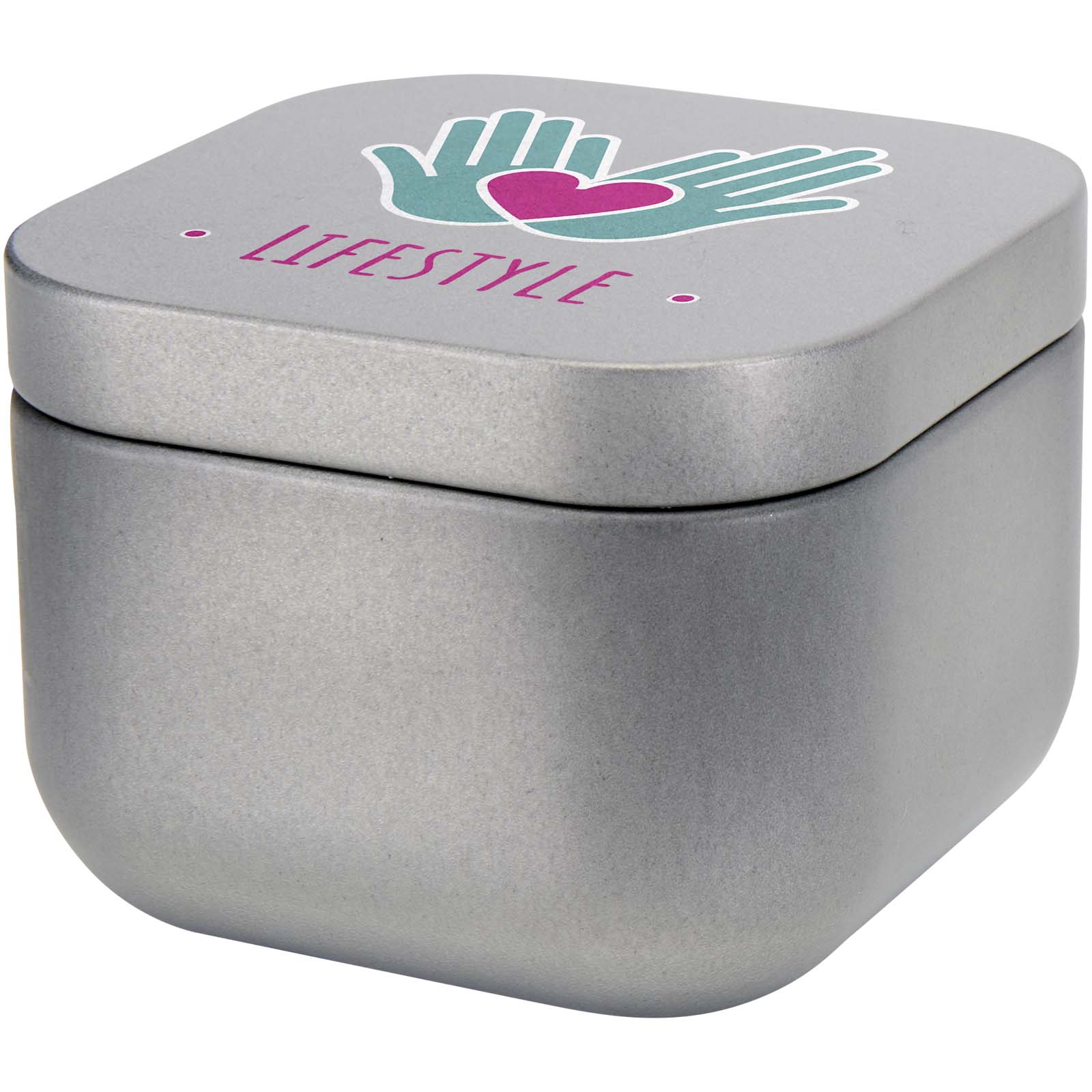 Vela cuadrada en caja metálica con aroma de vainilla Tindra