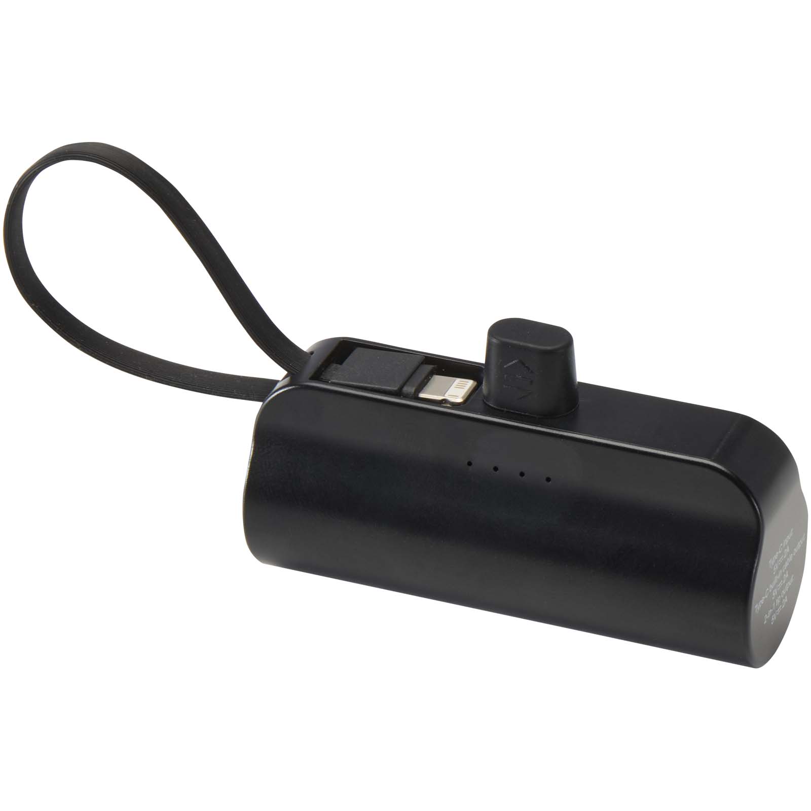 Batería externa tipo-C de plástico reciclado de 5000 mAh y 10 W con soporte abatible incorporado y cable 2 en 1 Alnair