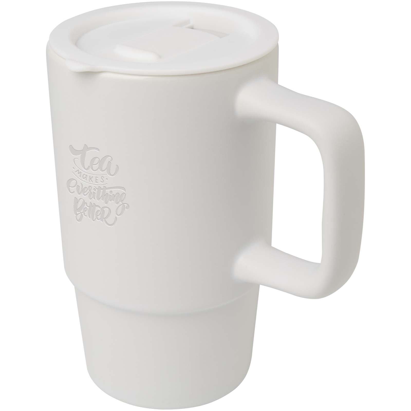 Taza de cerámica con tapa de plástico de 450 ml Carter