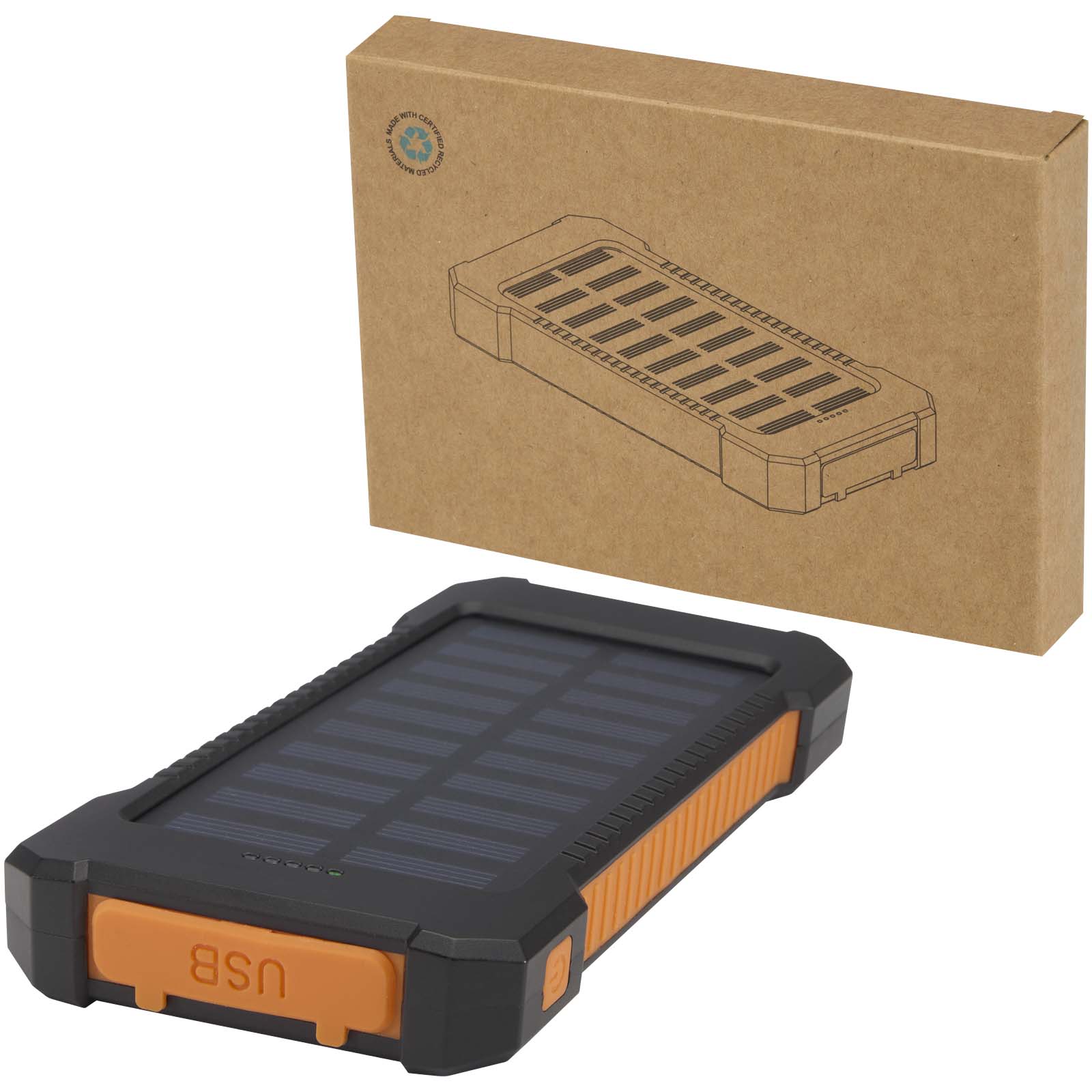 Batería externa solar de 5000 mAh y 10 W de plástico reciclado robusto con linterna incorporada Altair