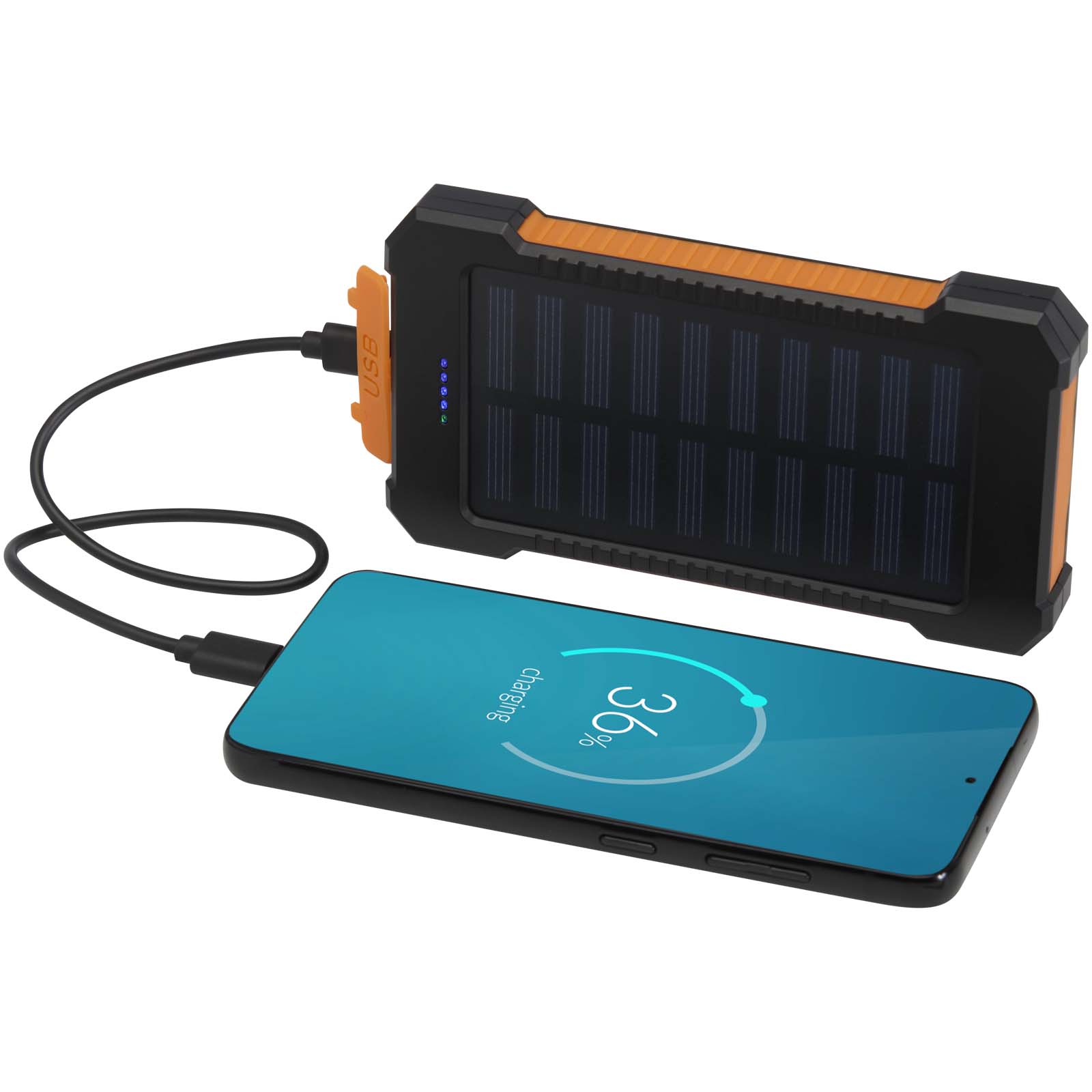 Batería externa solar de 5000 mAh y 10 W de plástico reciclado robusto con linterna incorporada Altair