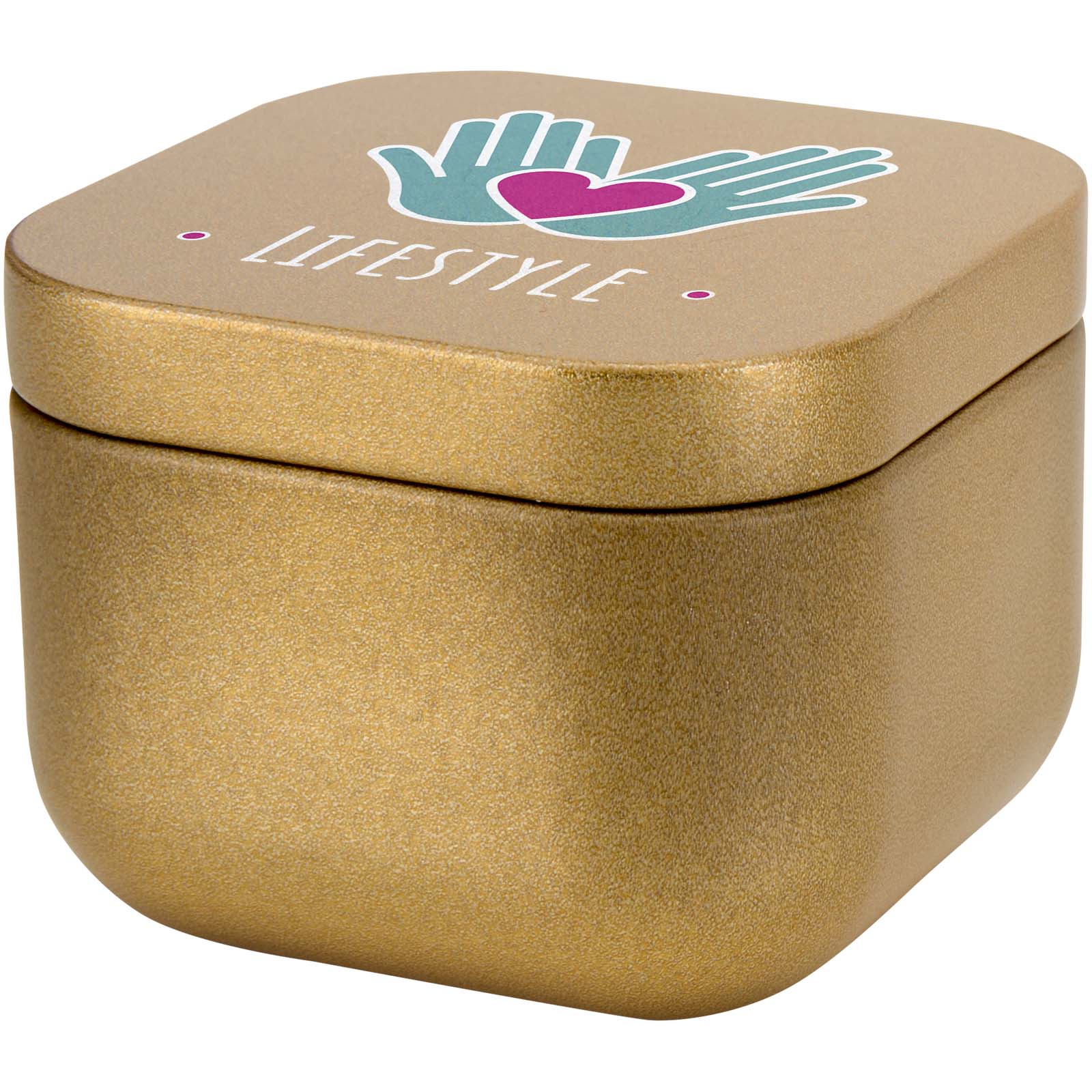 Vela cuadrada en caja metálica con aroma de vainilla Tindra